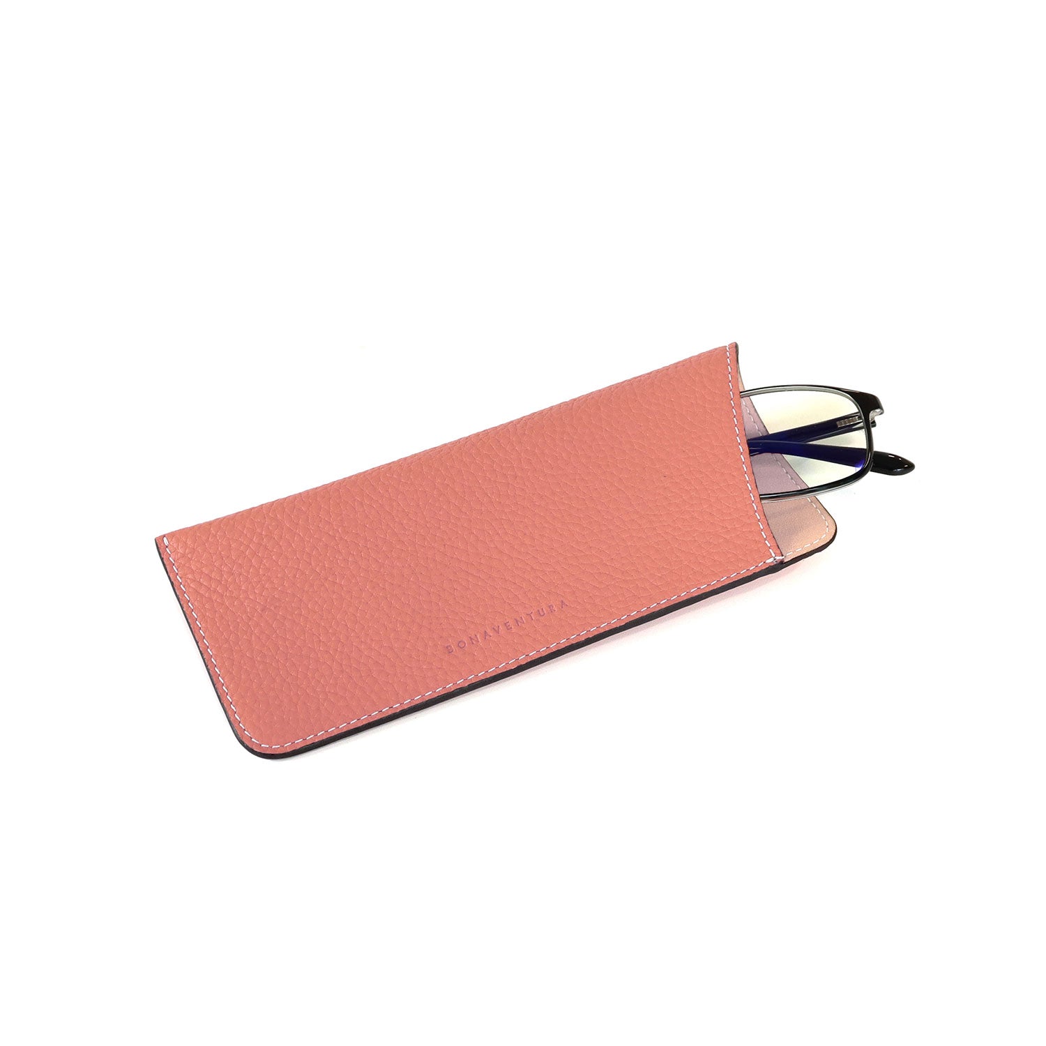 Eyeglass Case Shrink Leather (Coral Pink)