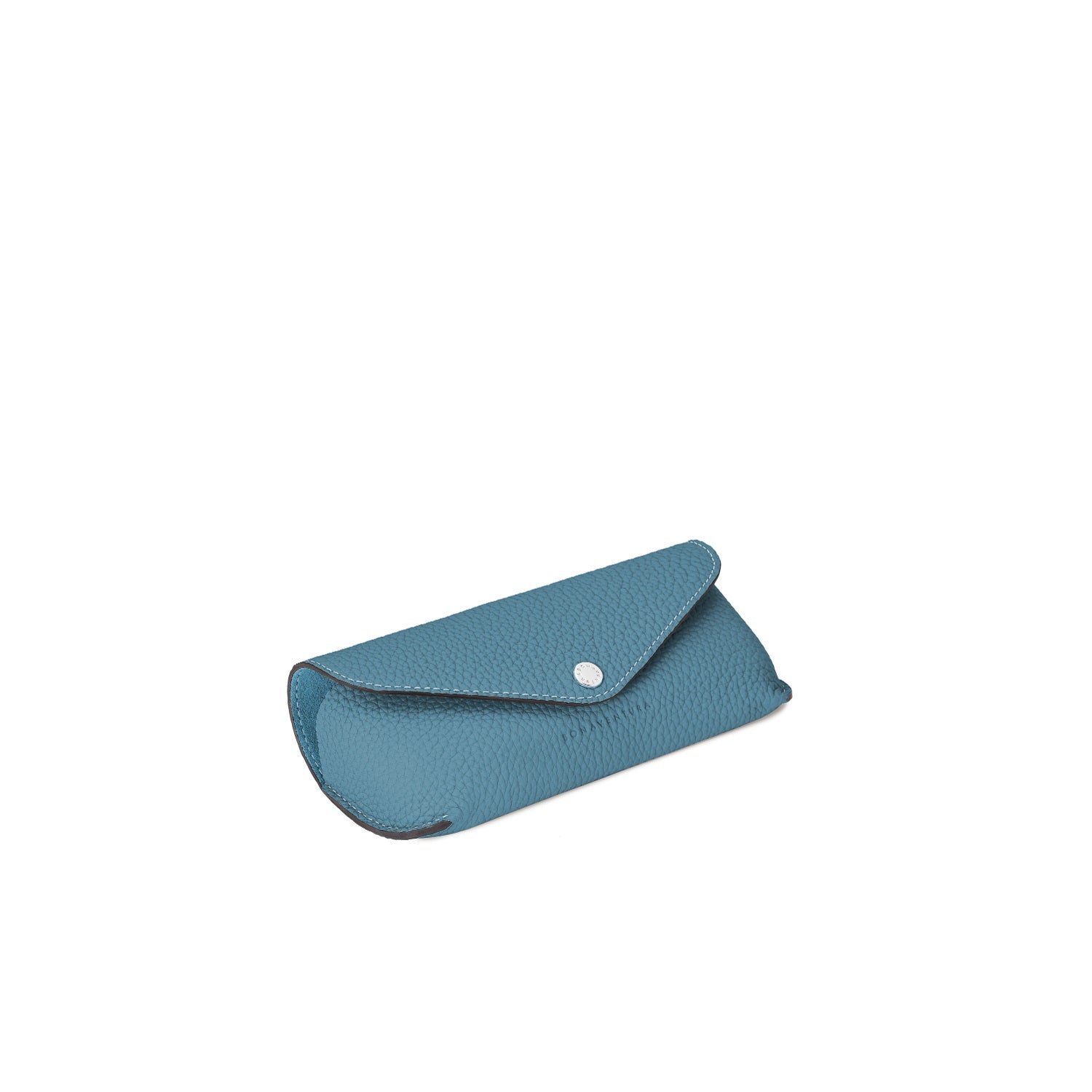 Flap Eyeglass Case Shrink Leather (Blue Cyan)
