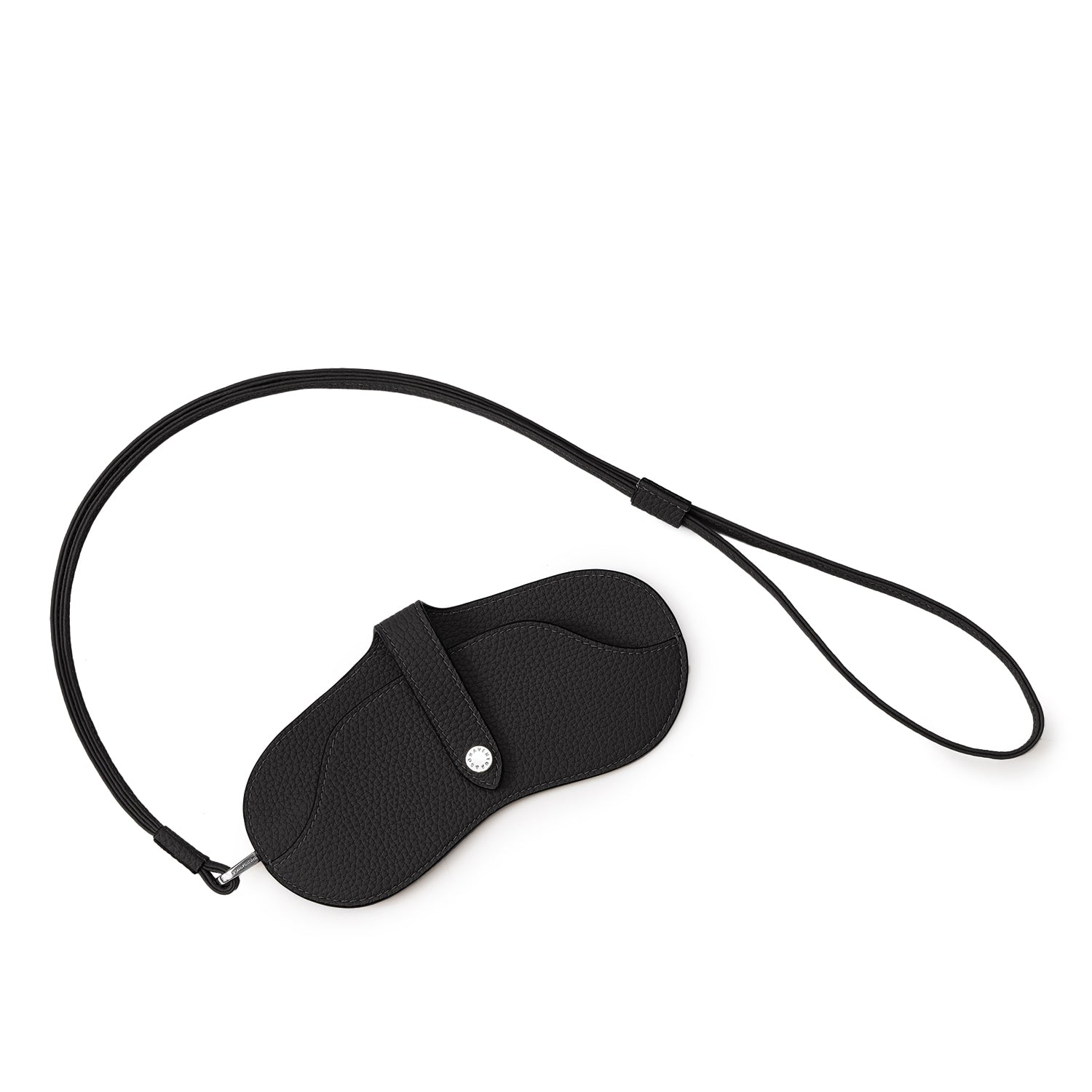 Eyeglass Case with Strap Shrink Leather (Black)