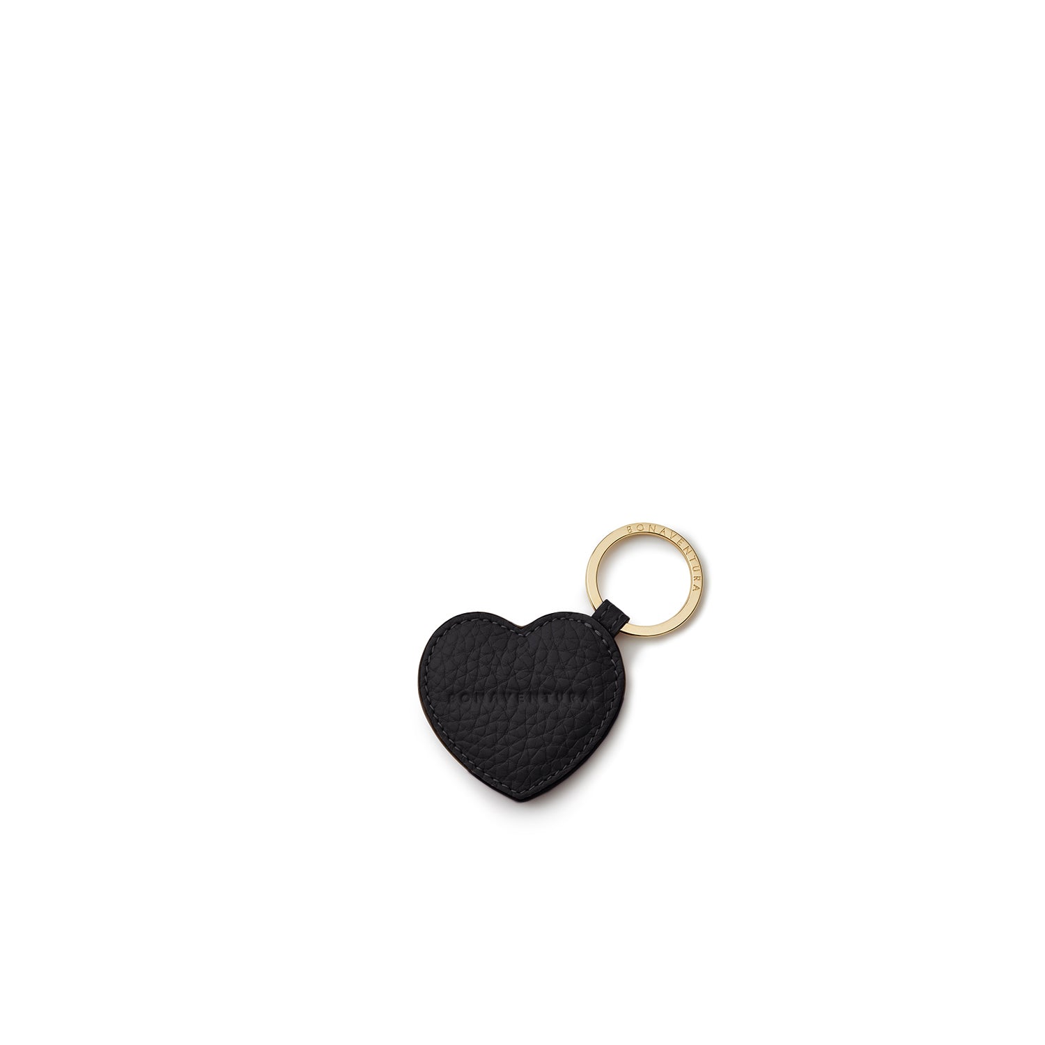 Heart Keychain Shrink Leather (Black)
