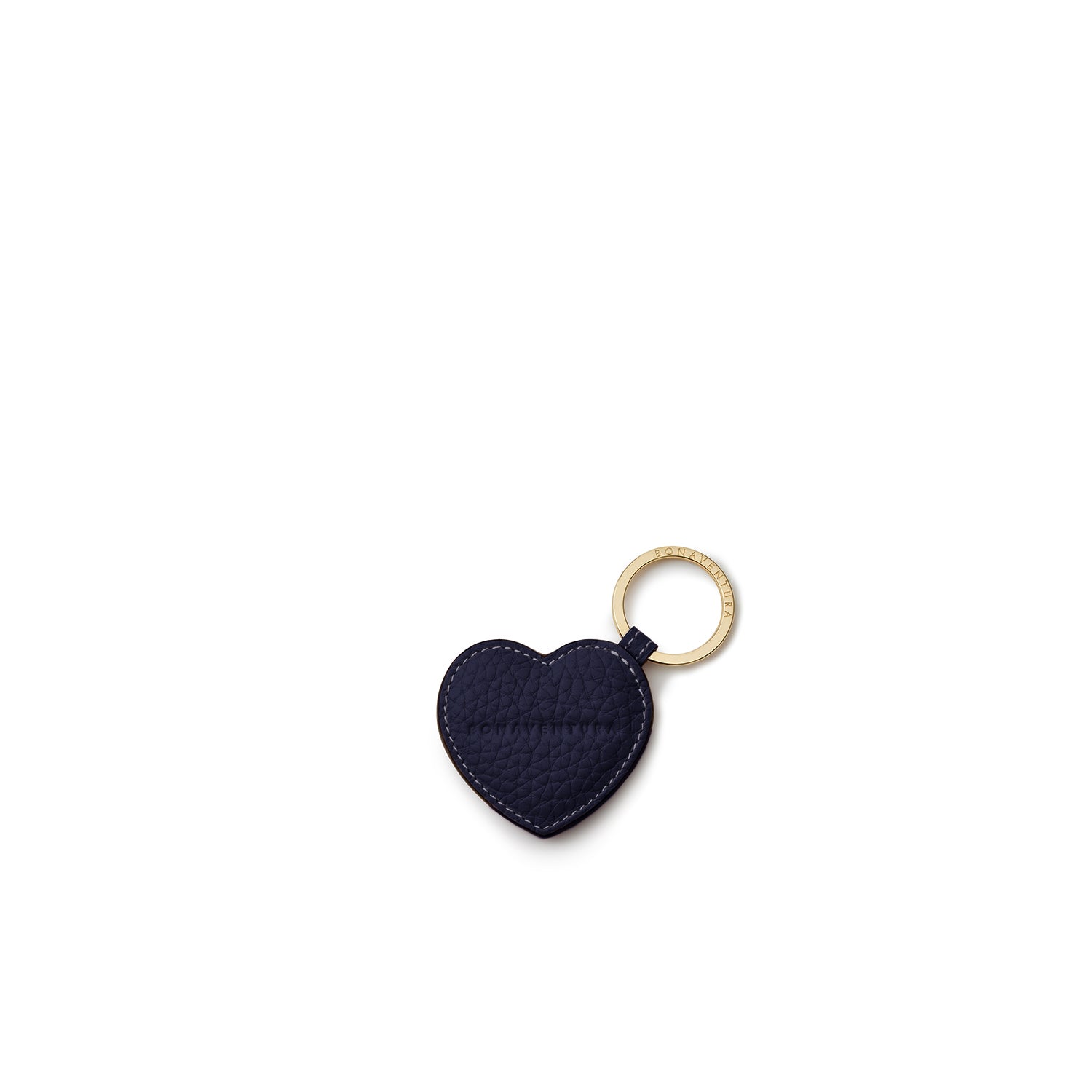 Heart Keychain Shrink Leather (Navy)