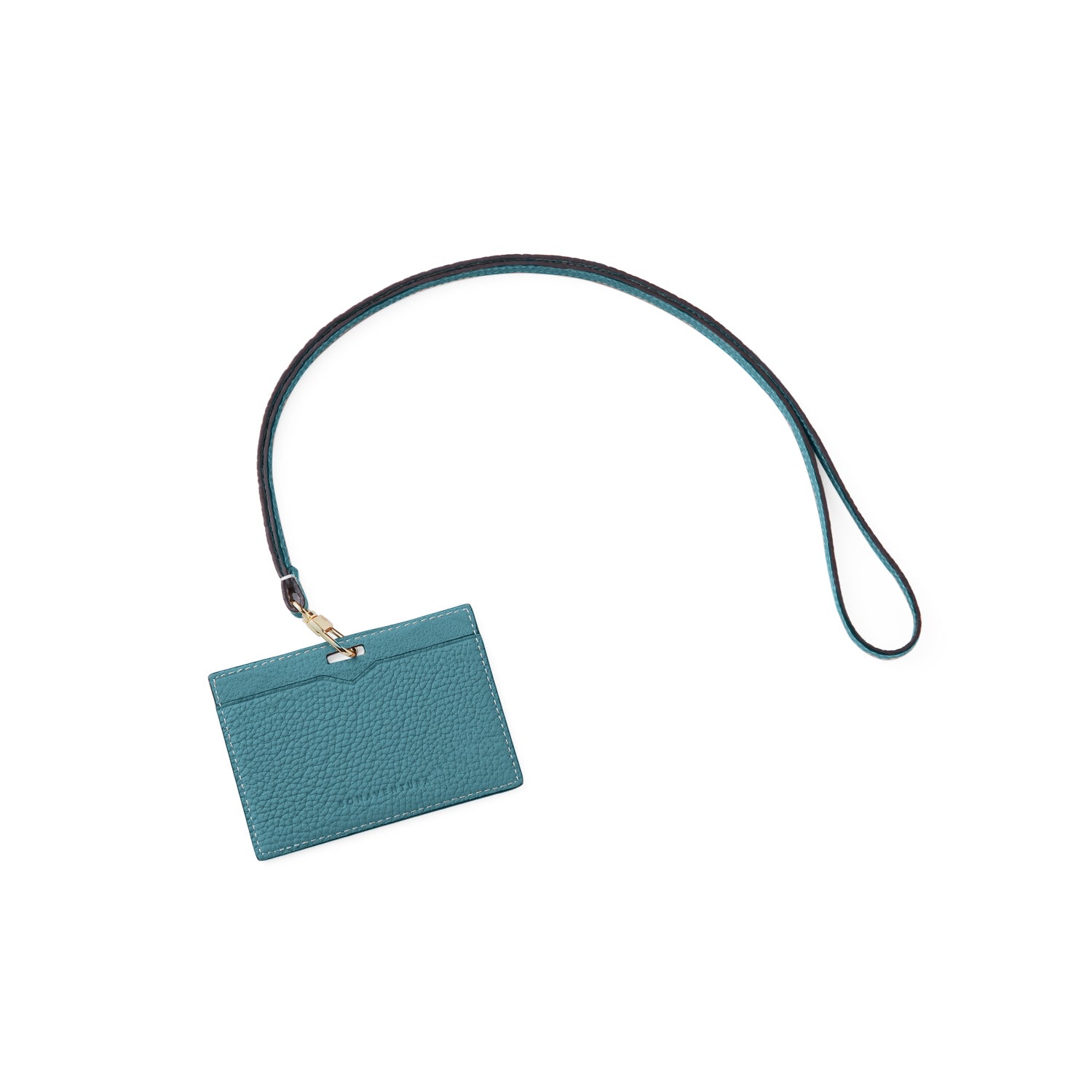Horizontal ID Card Holder Bottalato Leather (Blue Cyan)