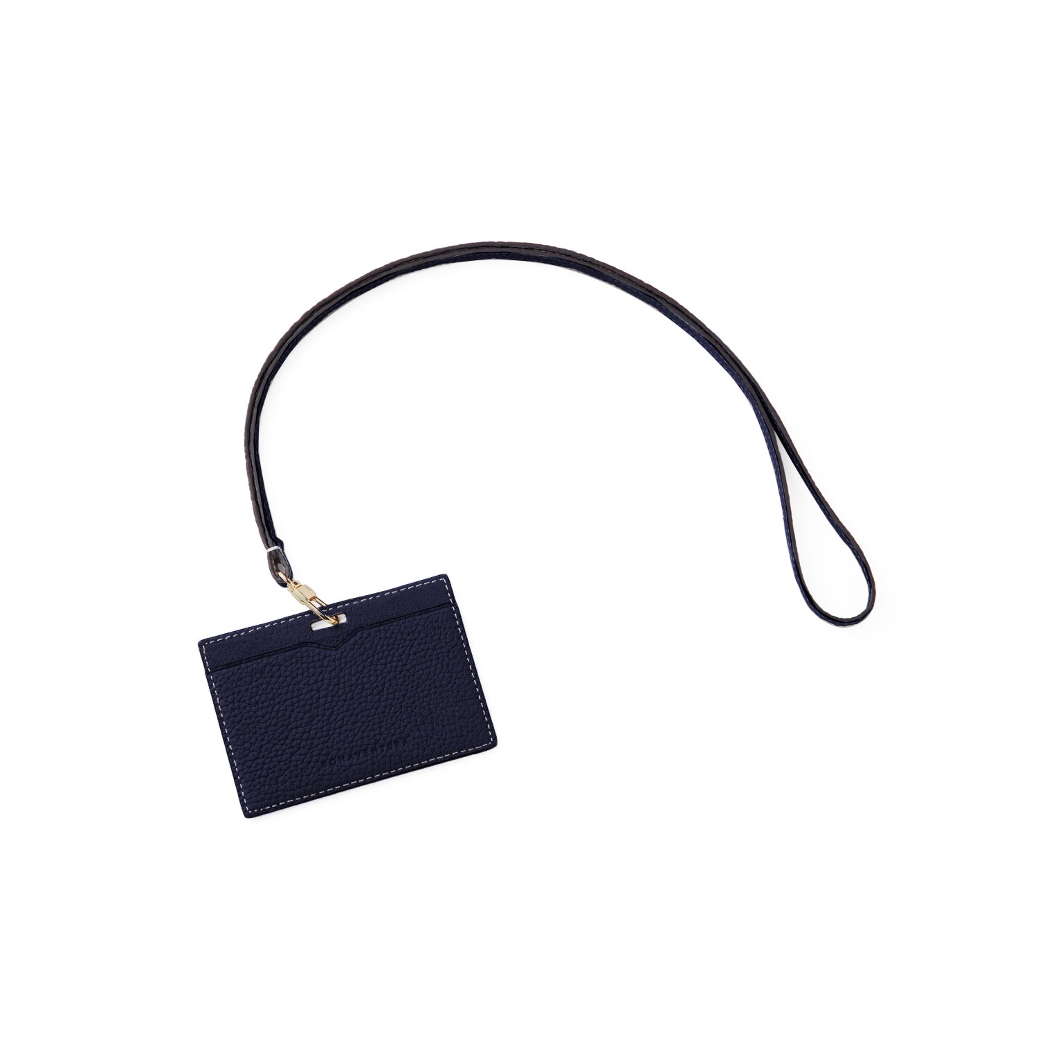 Horizontal ID Card Holder Bottalato Leather (Navy)