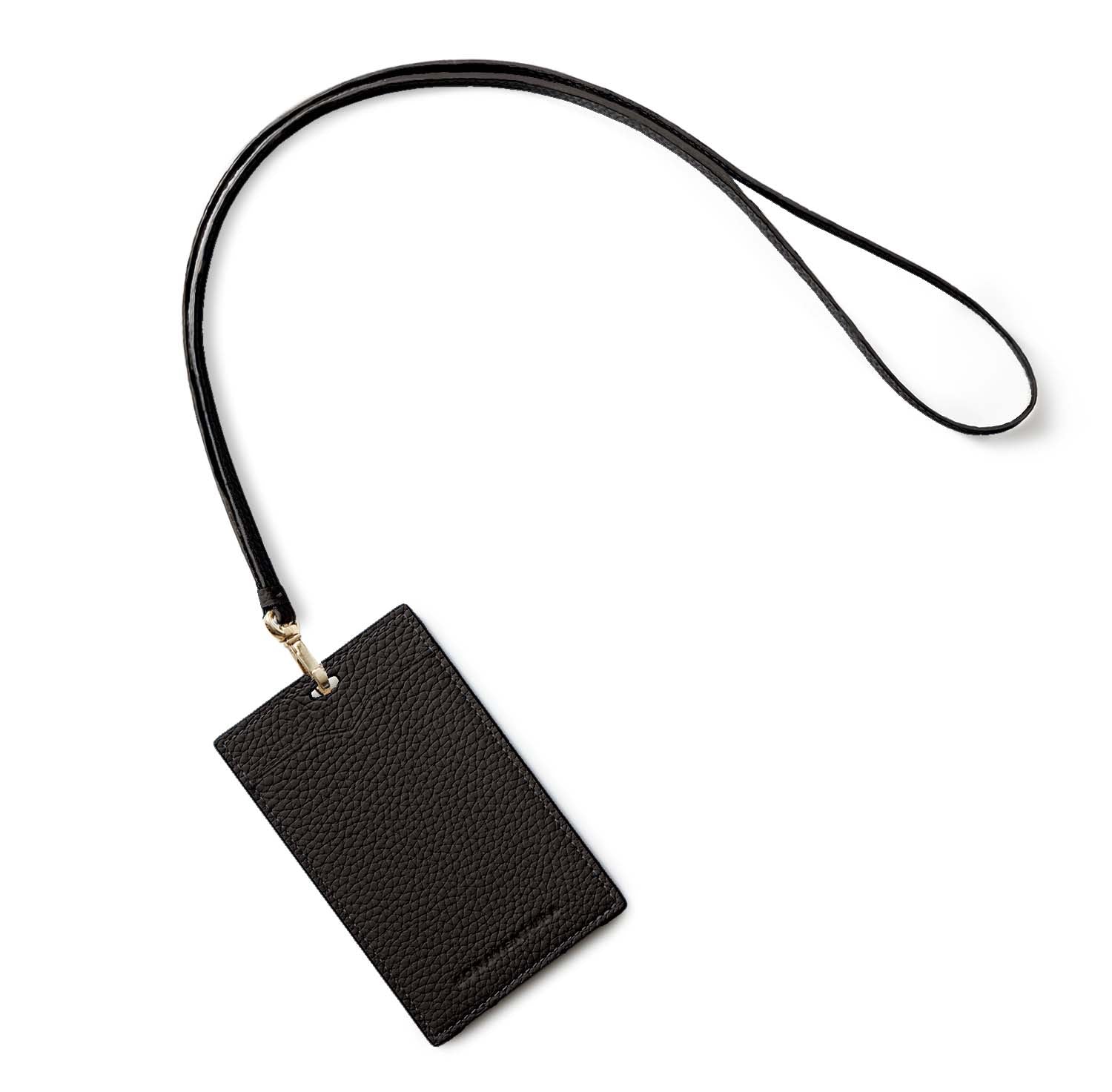 Vertical ID Card Holder Bottalato Leather (Black)
