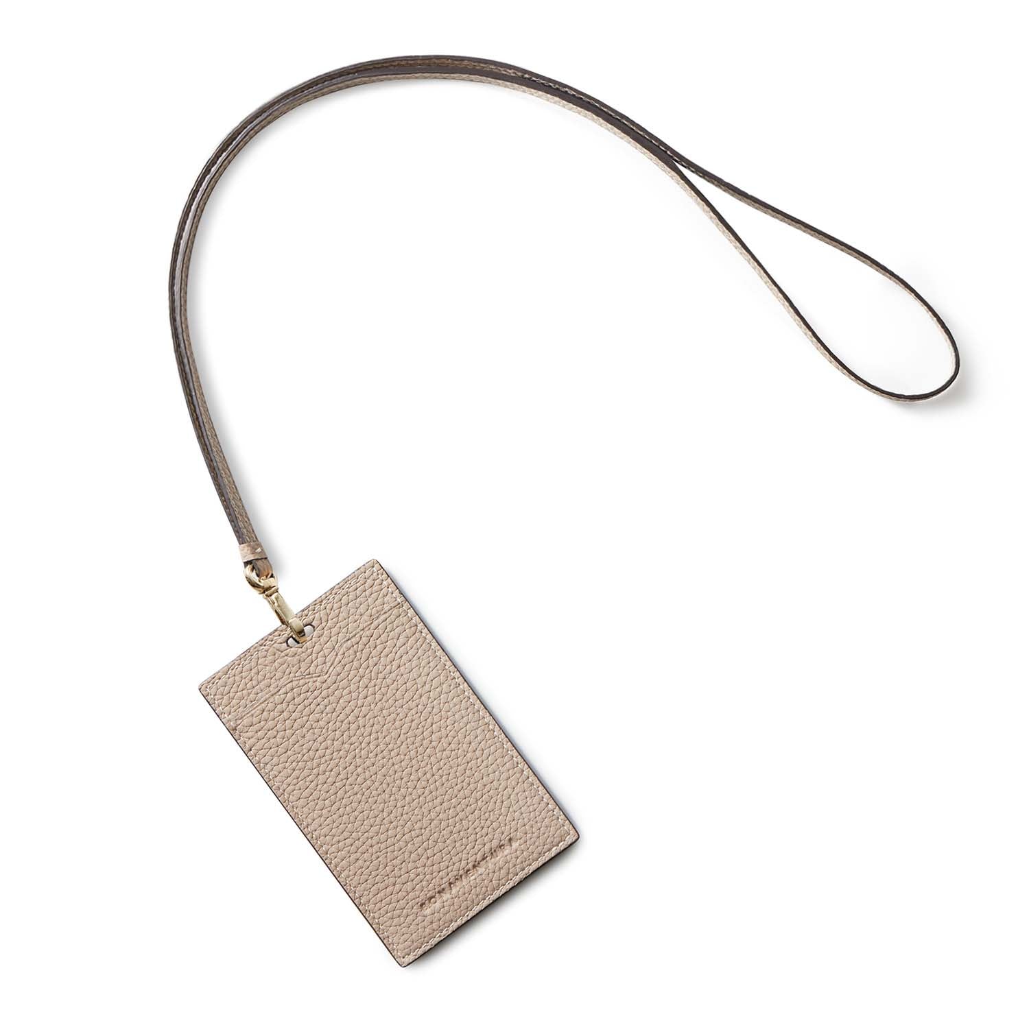 Vertical ID Card Holder Bottalato Leather (Greige)