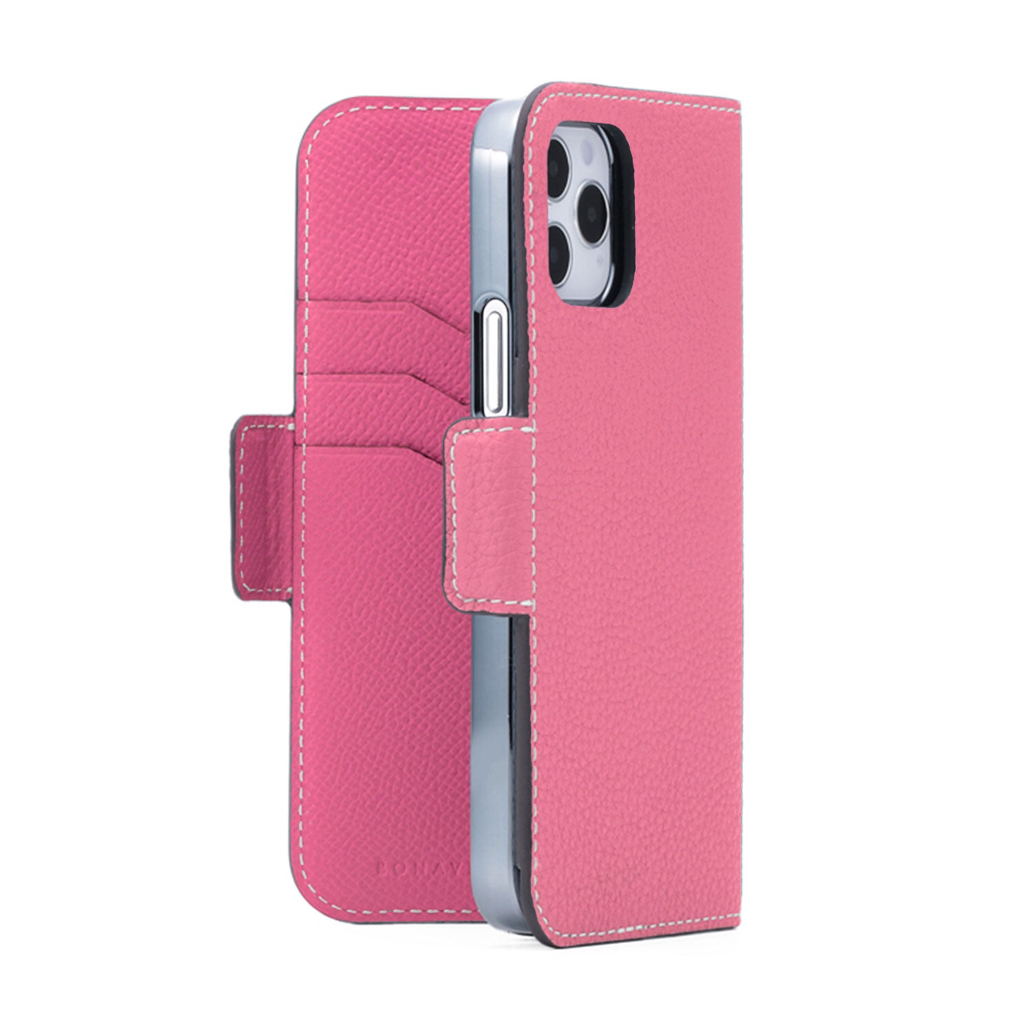 iPhone 12 / 12 Pro Stand Diary Case Shrink Leather (Azalee Pink × Fuchsia Pink)