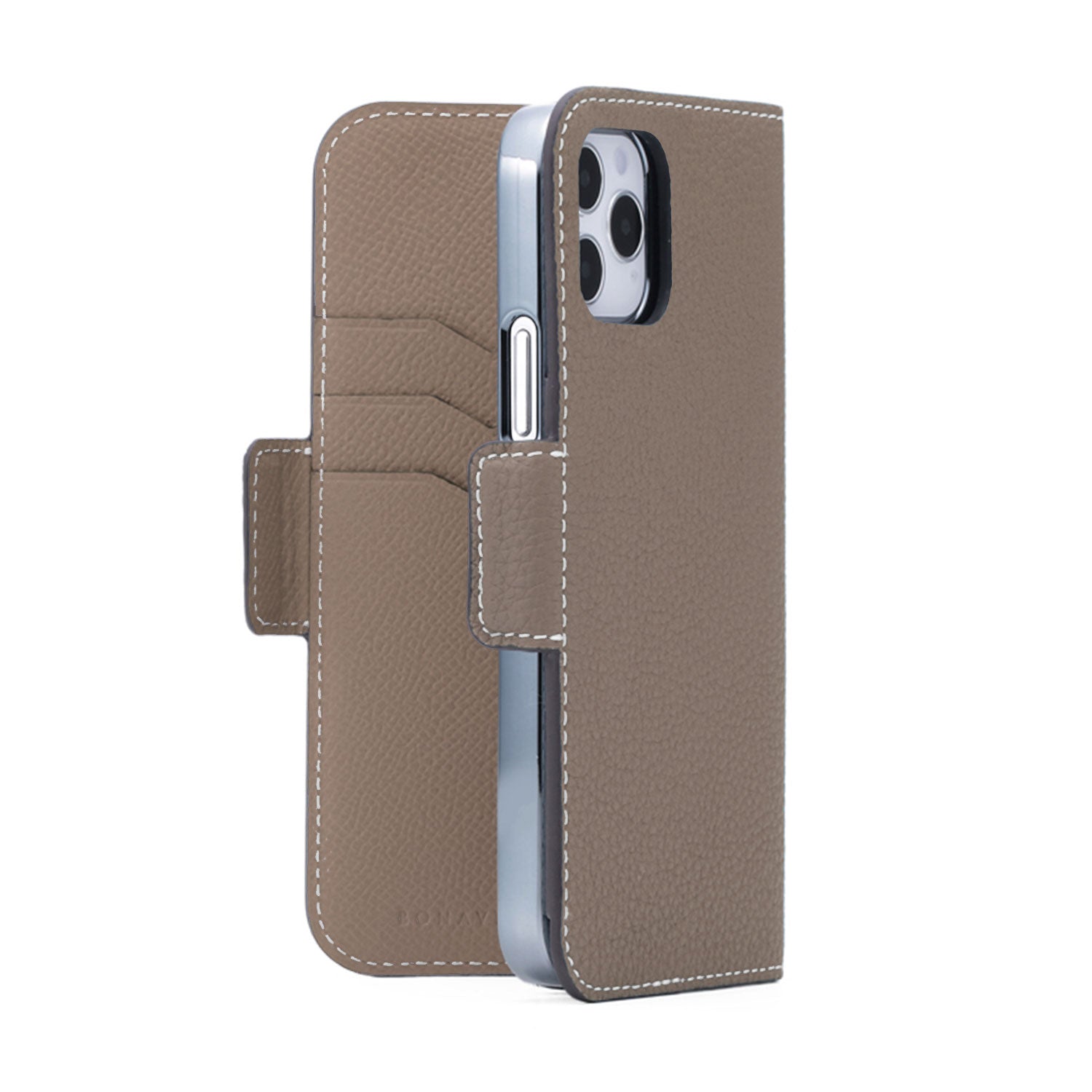 iPhone 12 / 12 Pro Stand Diary Case Shrink Leather (Etoupe)
