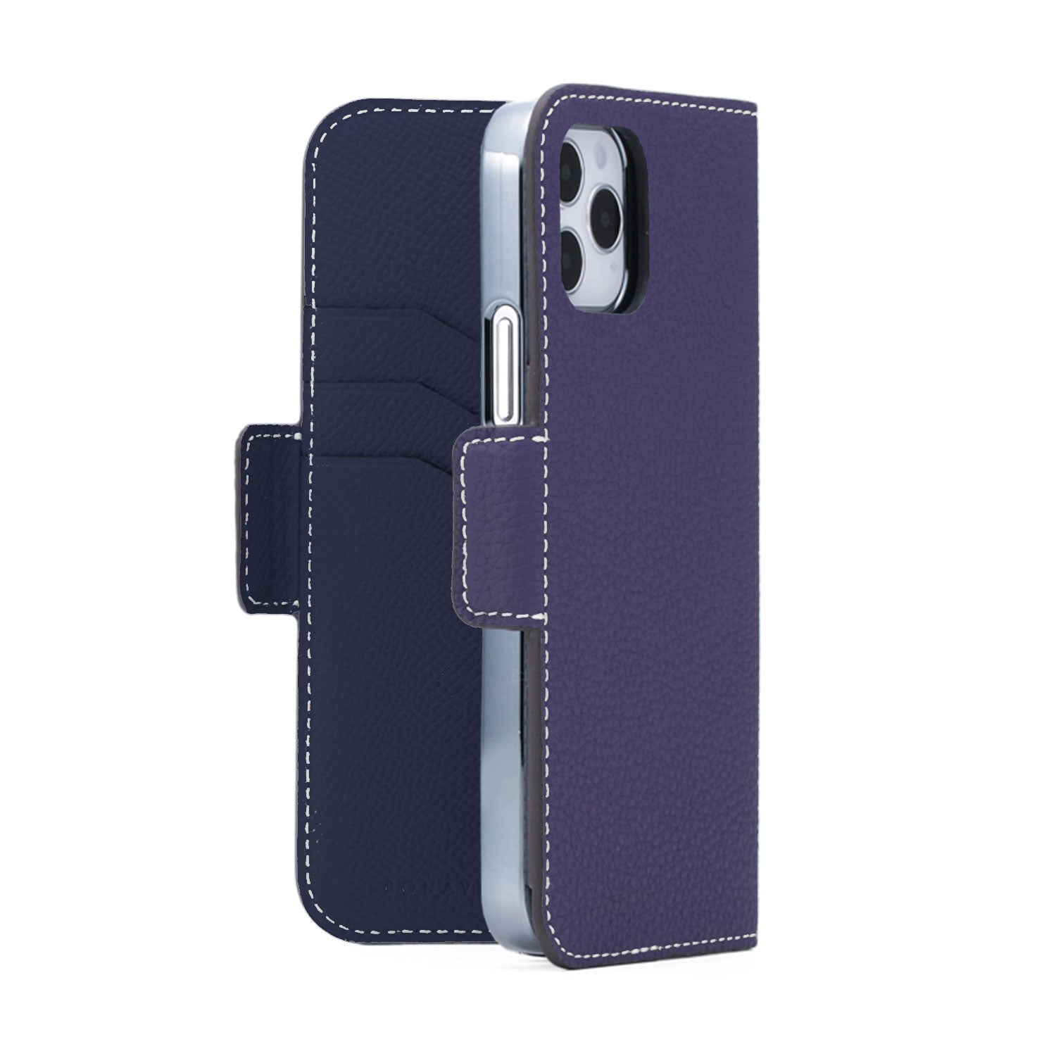 iPhone 12 / 12 Pro Stand Diary Case Shrink Leather (Indigo Blue × Navy)