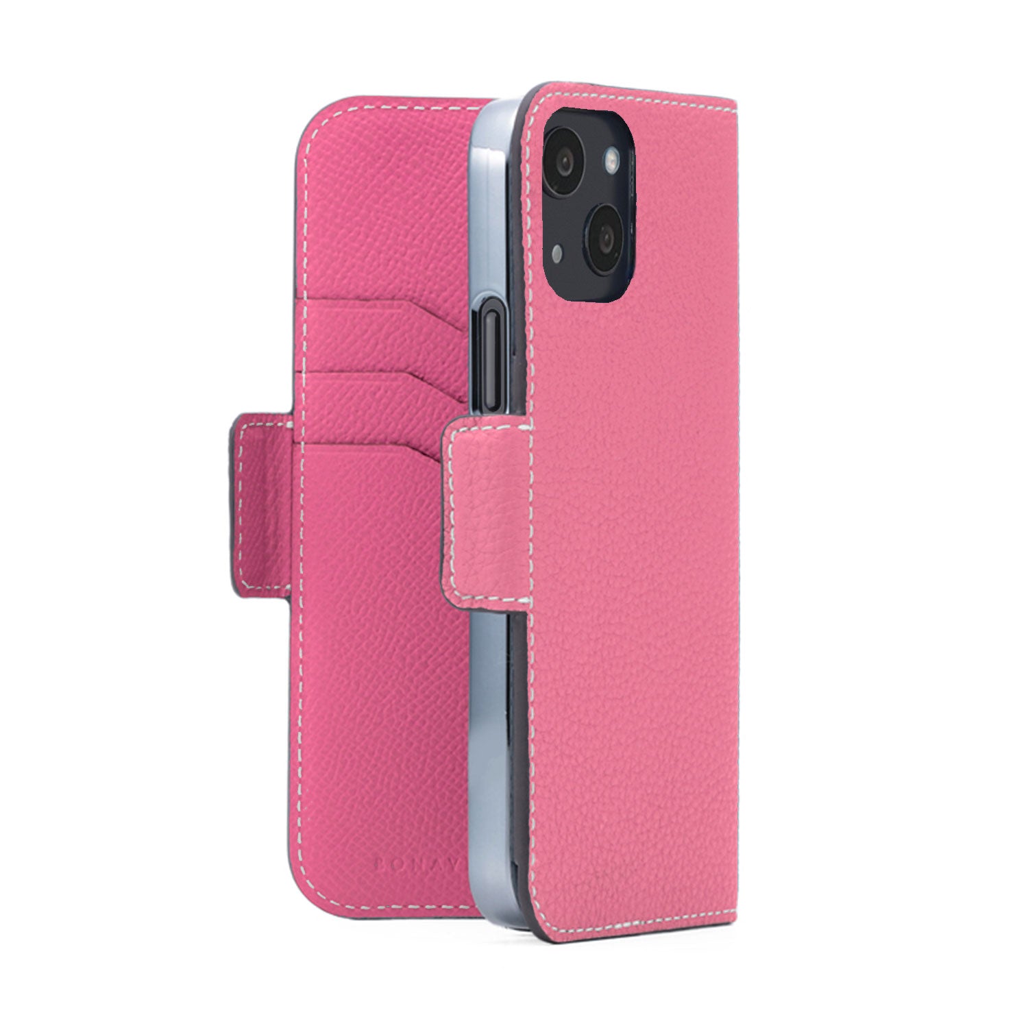 iPhone 13 Stand Diary Case Shrink Leather (Azalee Pink × Fuchsia Pink)