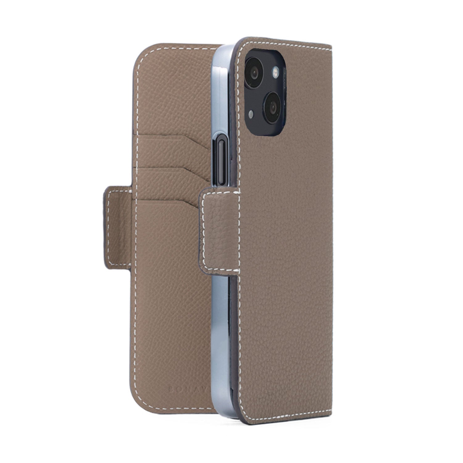 iPhone 13 Stand Diary Case Shrink Leather (Etoupe)