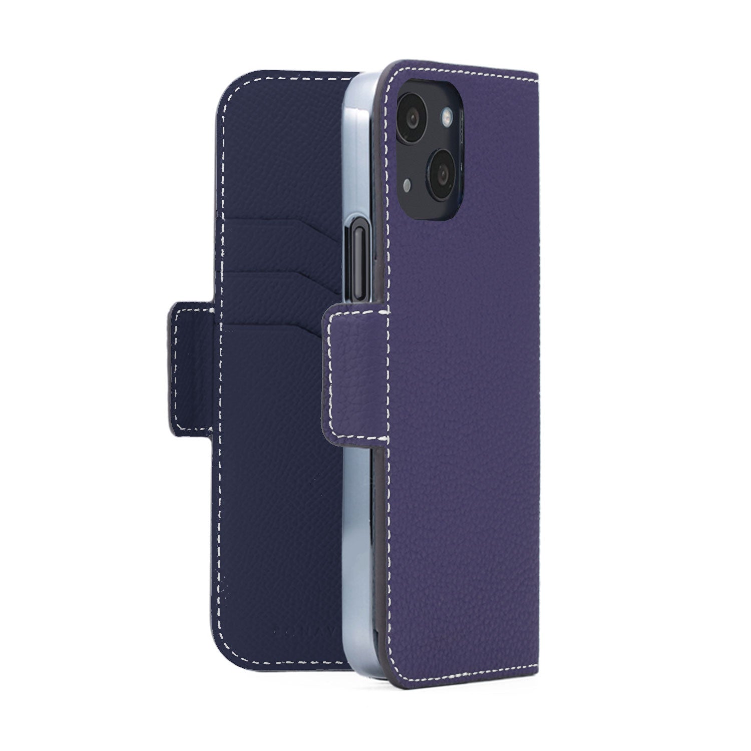 iPhone 13 Stand Diary Case Shrink Leather (Indigo Blue × Navy)