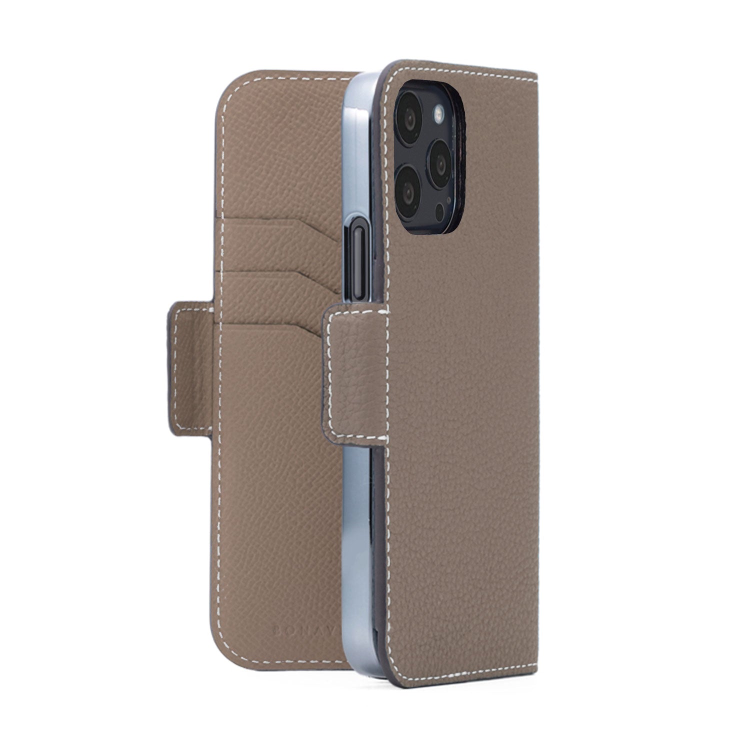 iPhone 13 Pro Stand Diary Case Shrink Leather (Etoupe)
