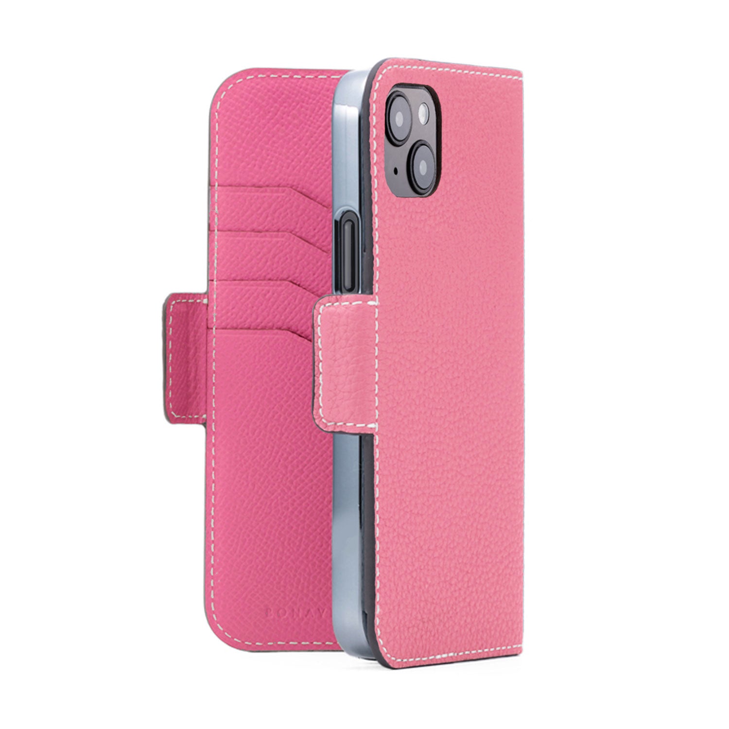 iPhone 14 Plus Stand Diary Case Shrink Leather (Azalee Pink × Fuchsia Pink)