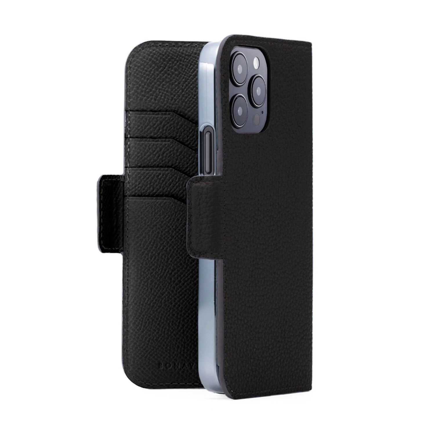 iPhone 14 Pro Max Stand Diary Case Shrink Leather (Black)