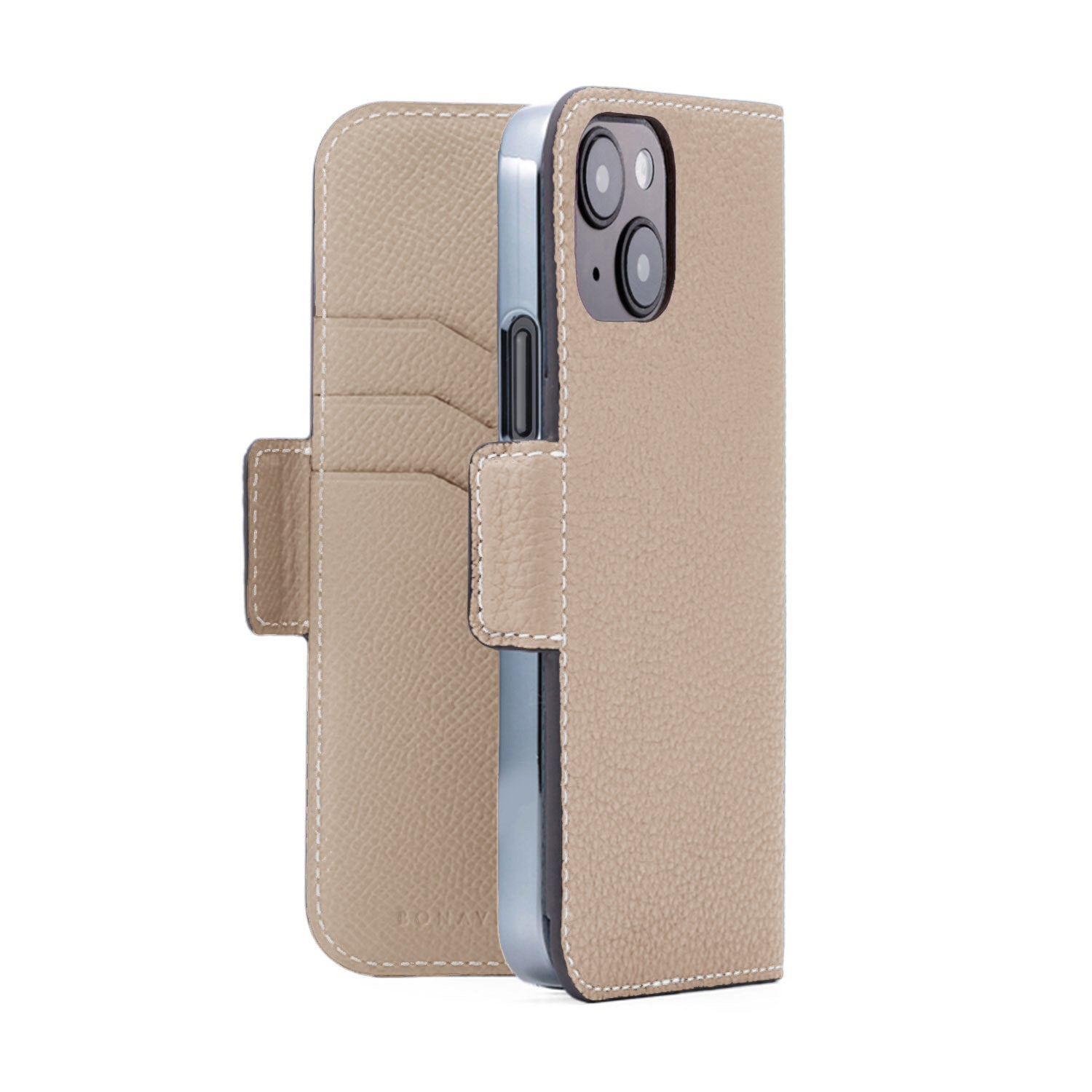 iPhone 15 Stand Diary Case Shrink Leather (Greige)