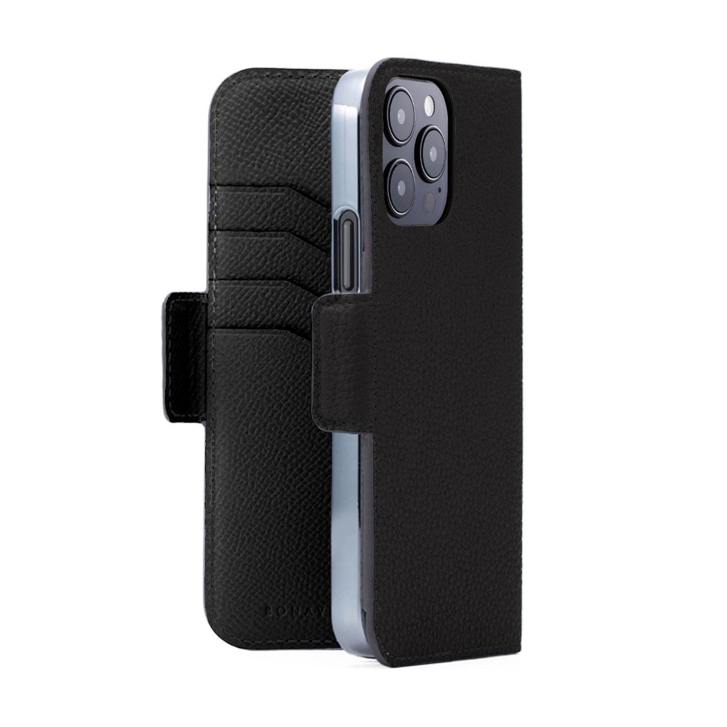 iPhone 15 Pro Max Stand Diary Case Shrink Leather (Black)