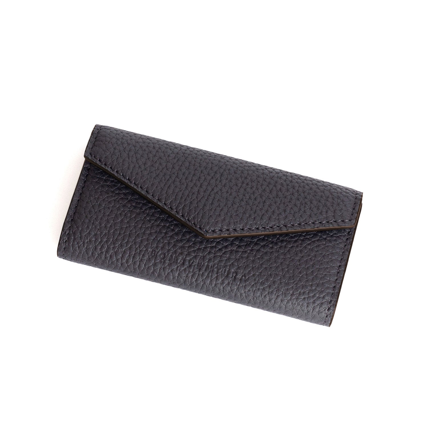 Slim Key Case Shrink Leather (Black × Royal Blue)