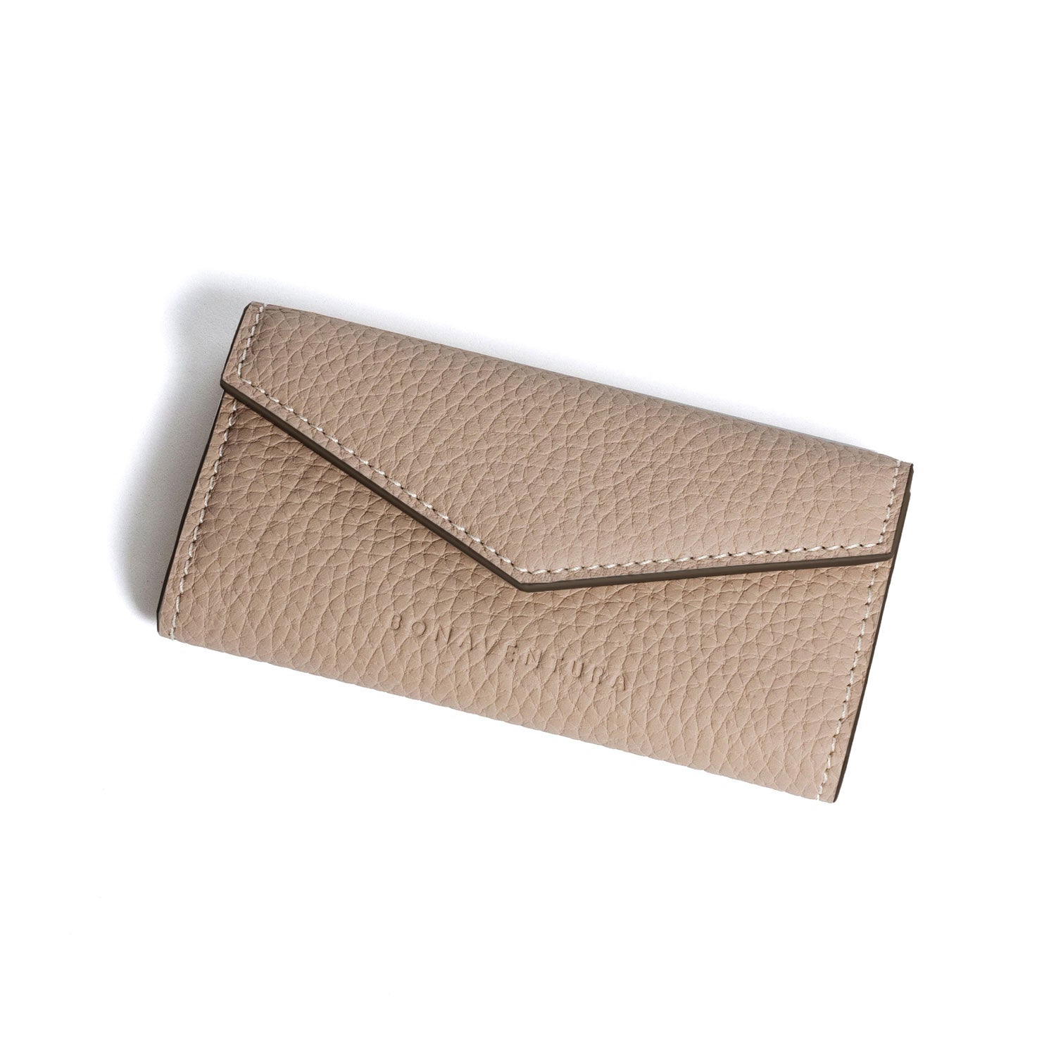 Slim Key Case Shrink Leather (Greige × Baby Pink)