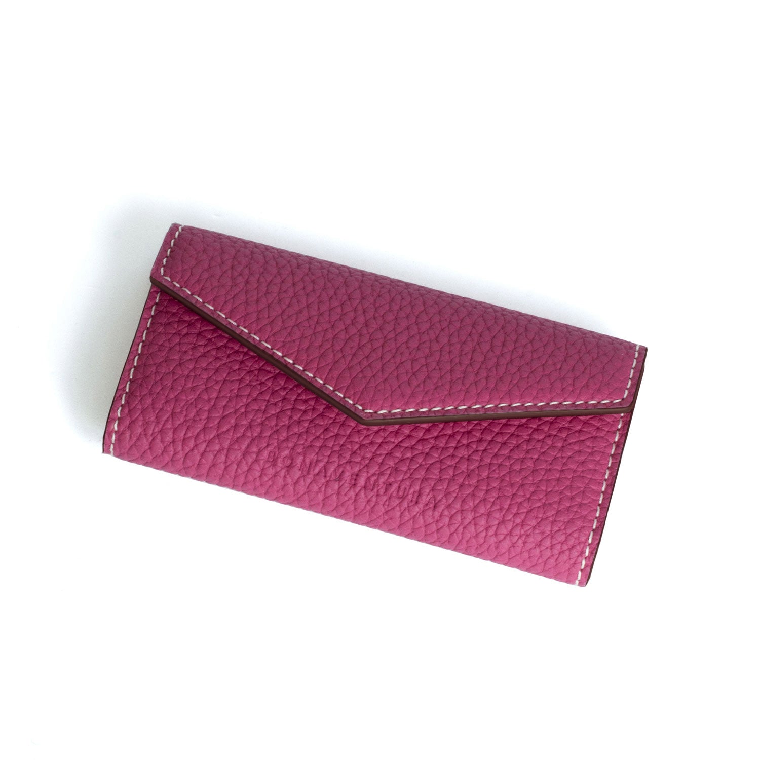 Slim Key Case Shrink Leather (Anemone Purple × Fuchsia Pink)