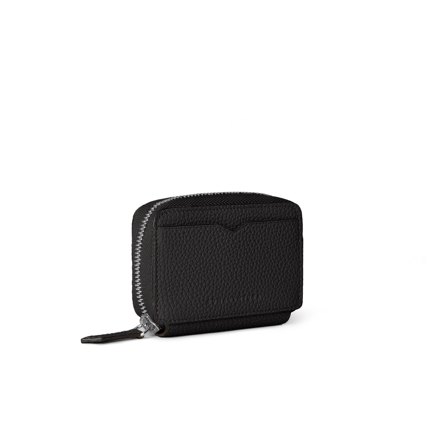 Round Zip Smart Key Case Shrink Leather (Black × Green)