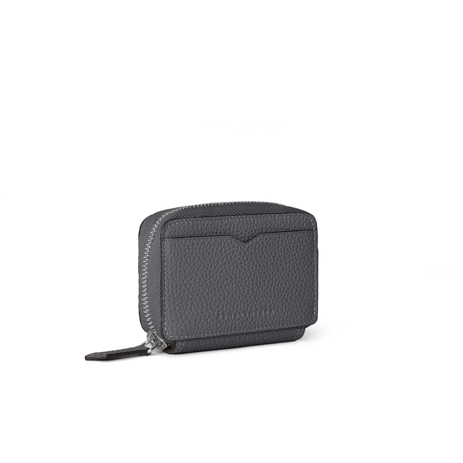 Round Zip Smart Key Case Shrink Leather (Charcoal Gray × True Gray)