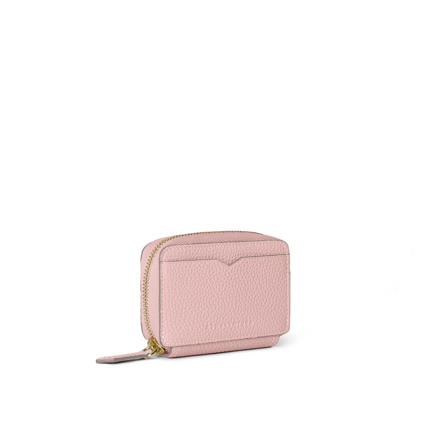 Round Zip Smart Key Case Shrink Leather (Sakura Pink × Greige (Etoupe edge paint))