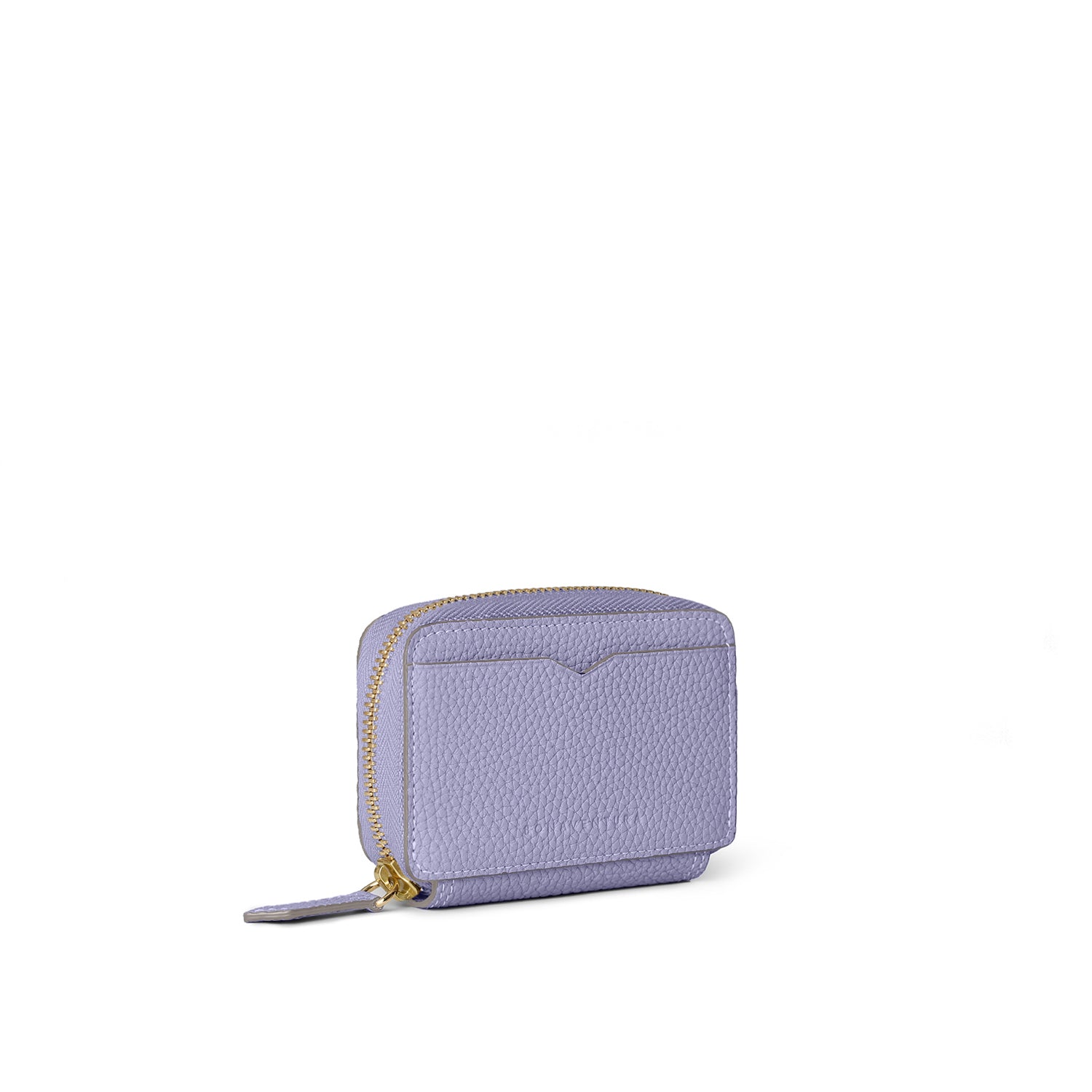 Round Zip Smart Key Case Shrink Leather (Wisteria Purple × Ice Blue (Etoupe edge paint))