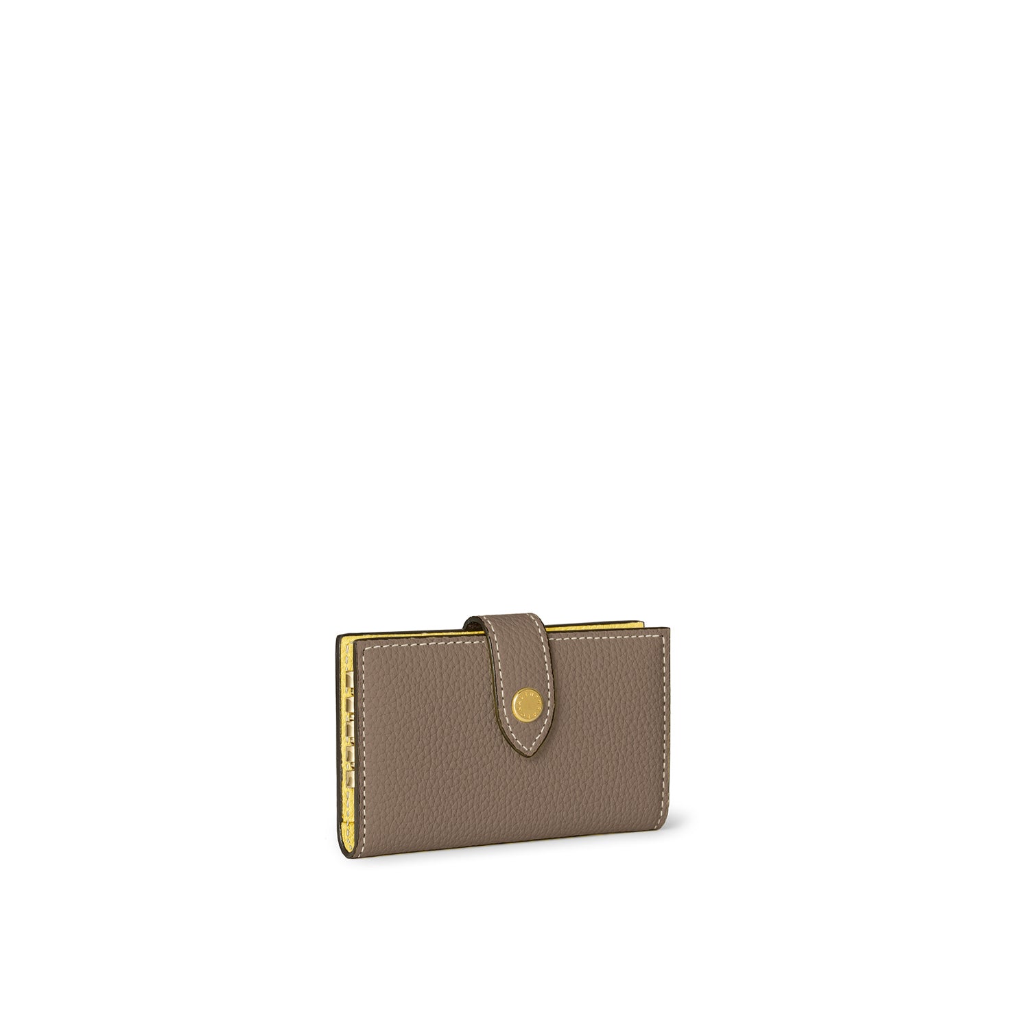 Belted Key Case Shrink Leather (Etoupe × Yellow)