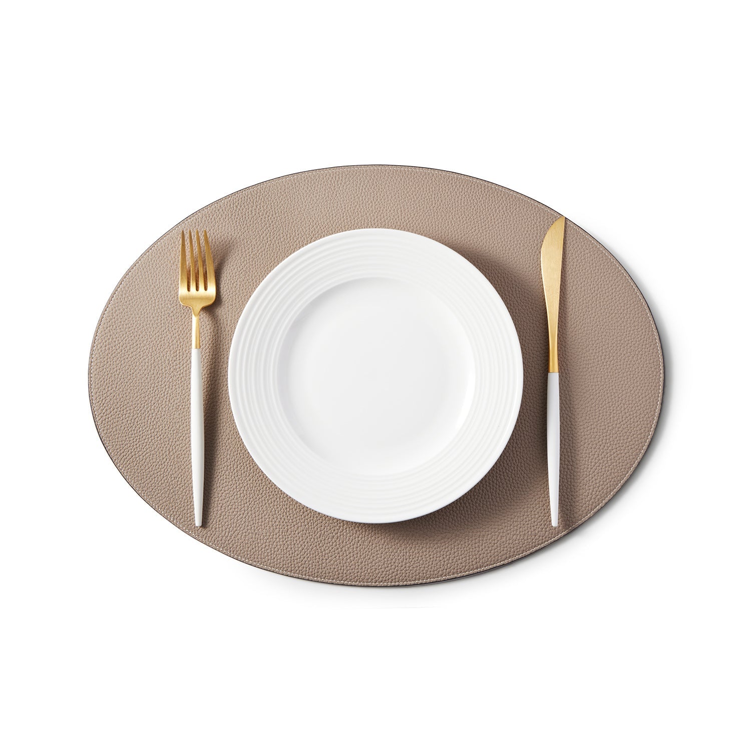 Round Placemat Shrink Leather (Greige)