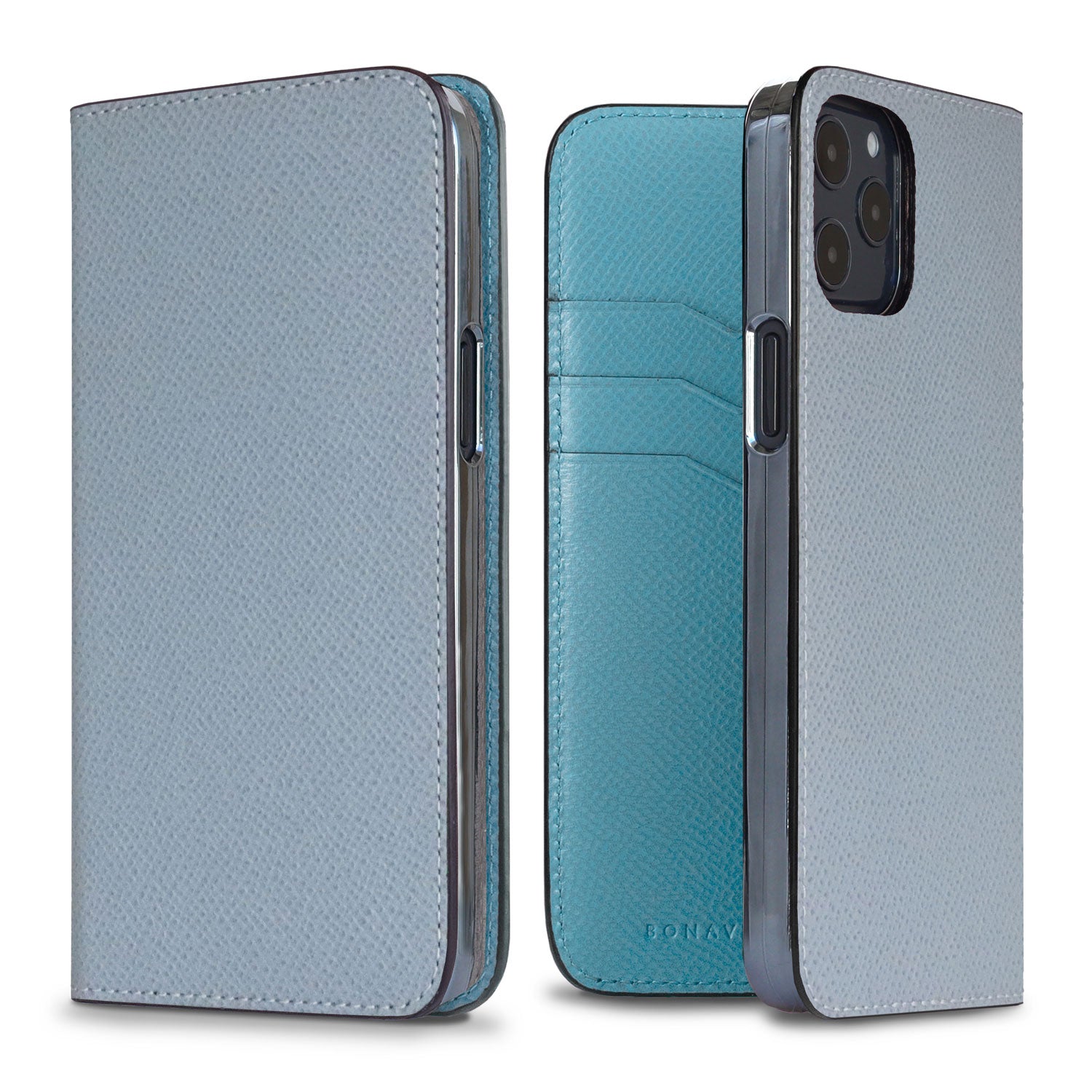 iPhone 12 / 12 Pro Diary Case Nobile Leather (Blue Lin × Aqua Blue)