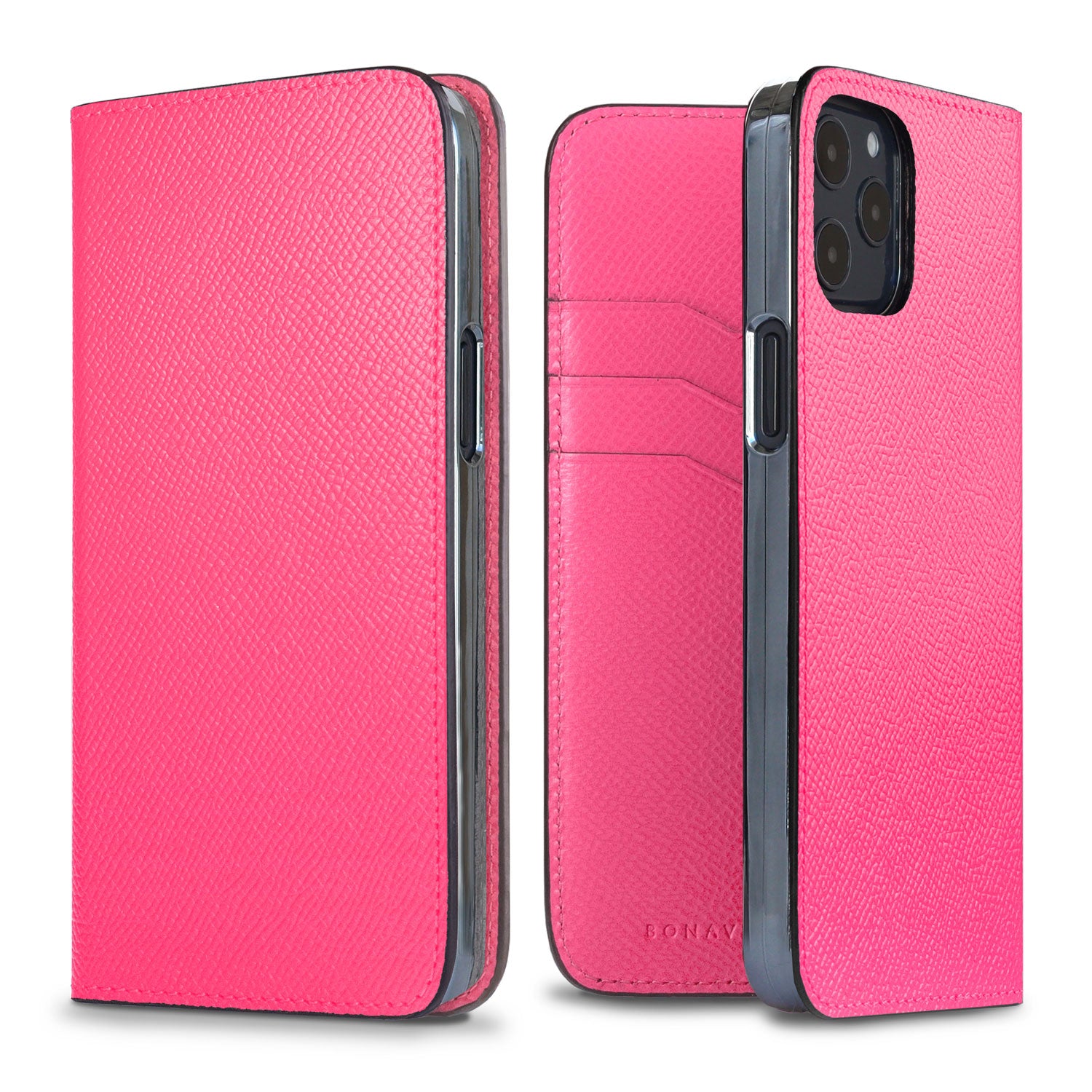 iPhone 12 / 12 Pro Diary Case Nobile Leather (Fuchsia Pink)
