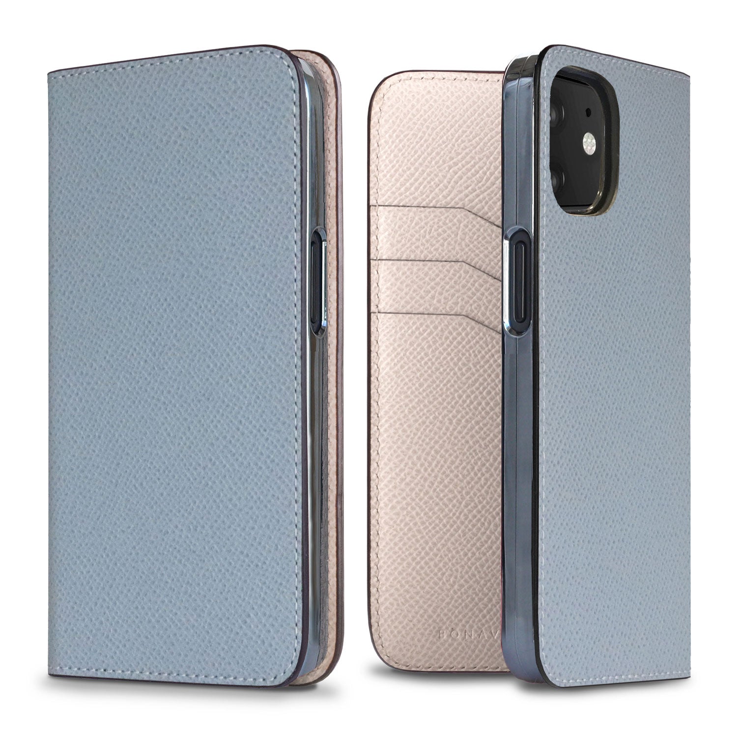 iPhone 12 mini Diary Case Nobile Leather (Blue Lin × White)