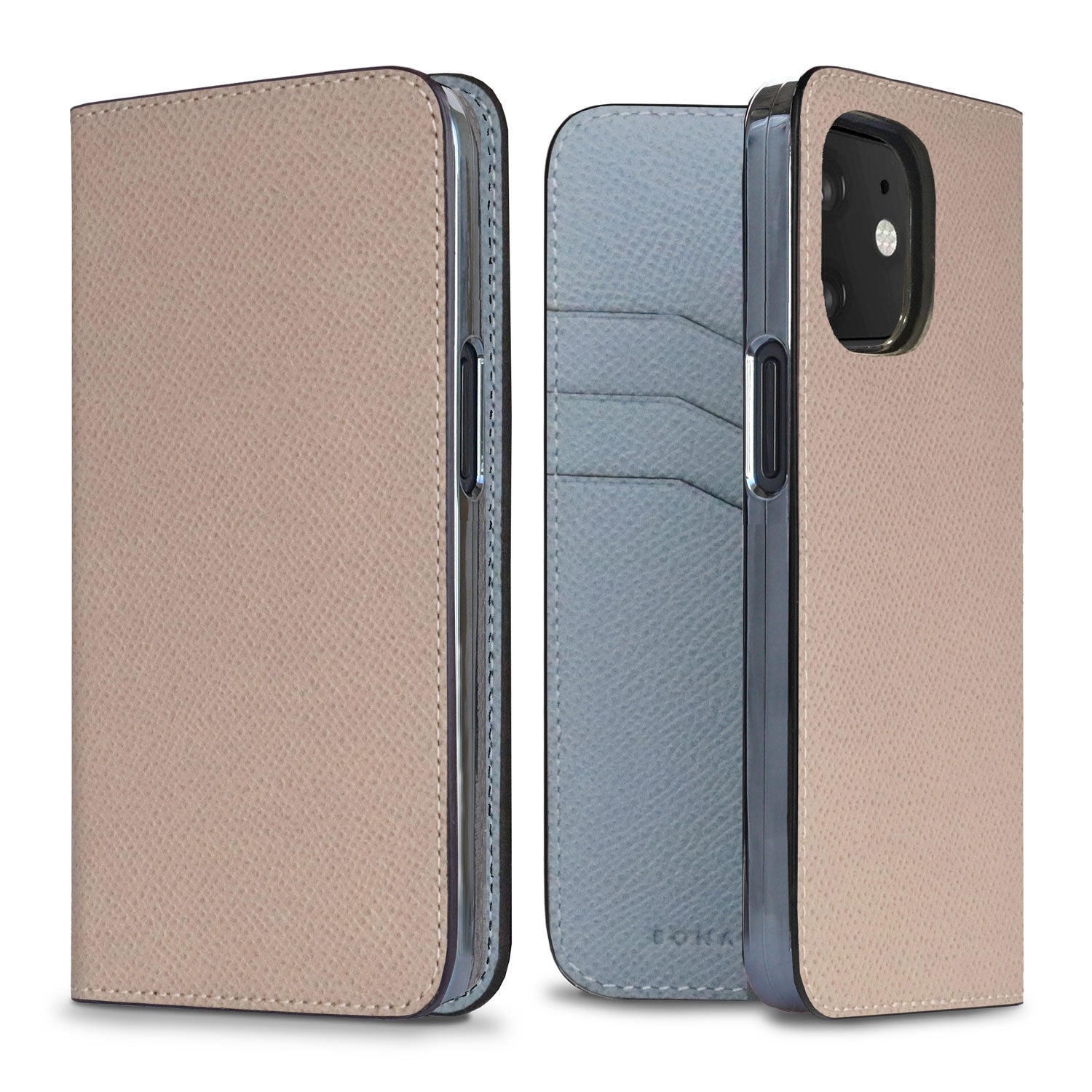 iPhone 12 mini Diary Case Nobile Leather (Greige × Blue Lin)