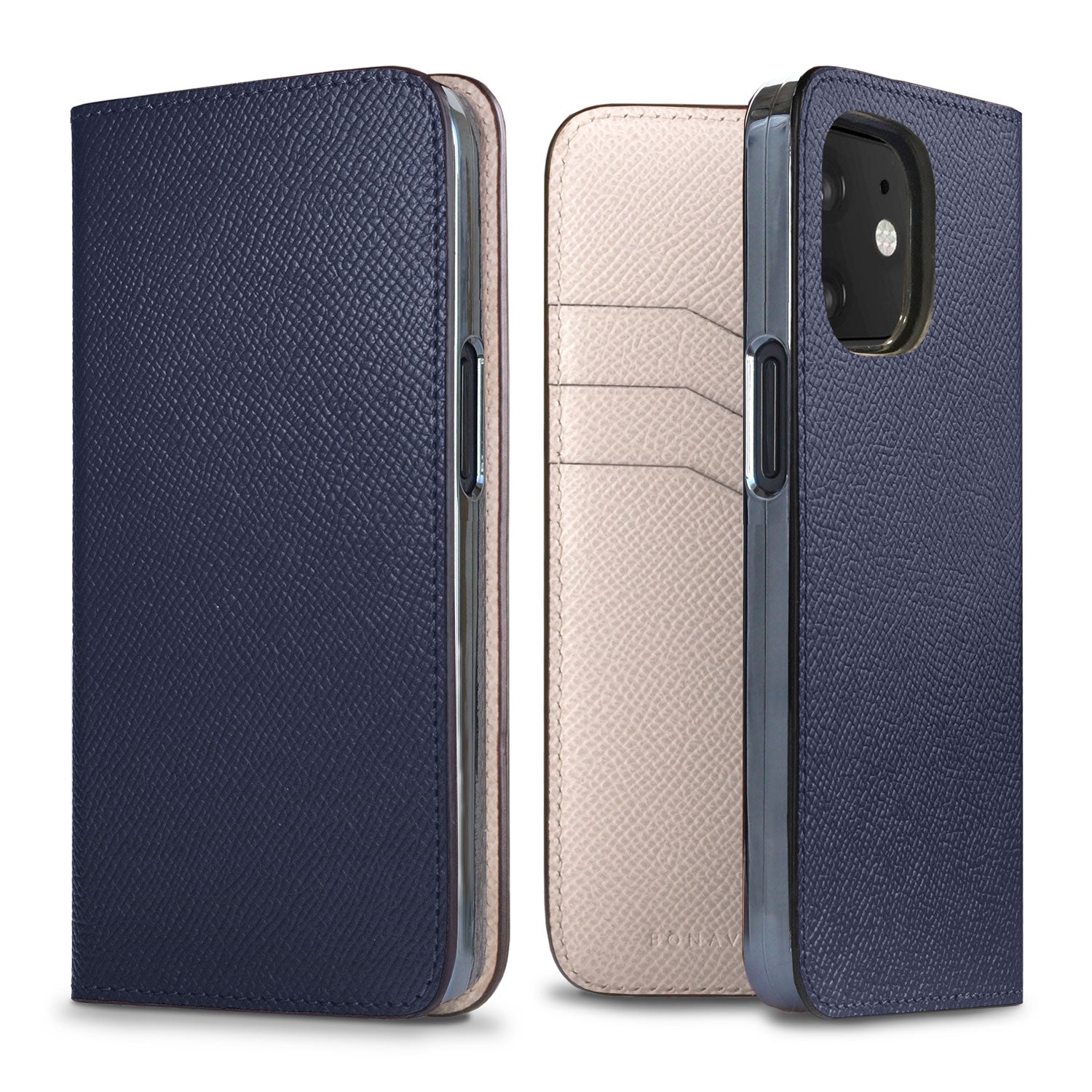 iPhone 12 mini Diary Case Nobile Leather (Navy × White)