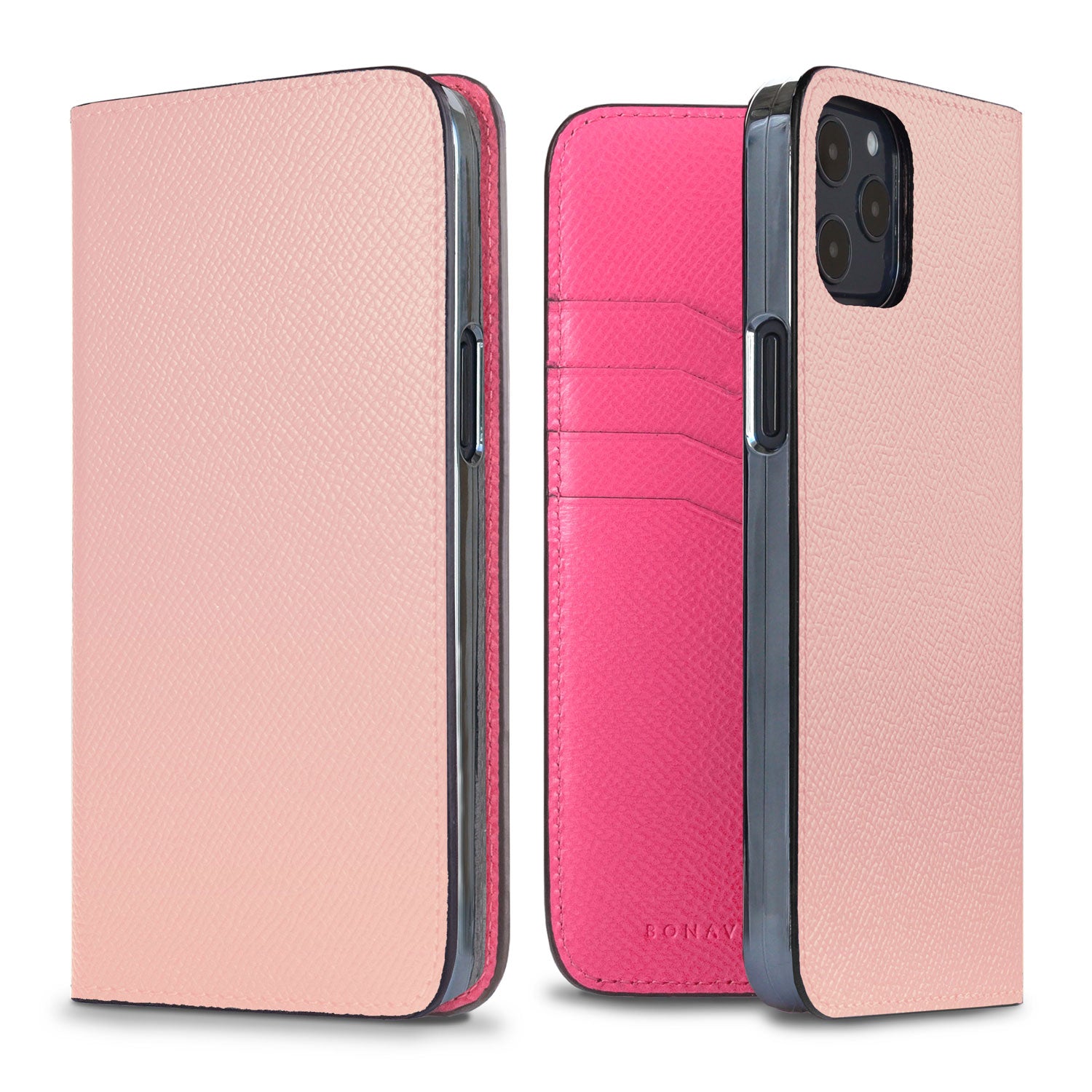 iPhone 12 Pro Max Diary Case Nobile Leather (Shell Pink × Fuchsia Pink)