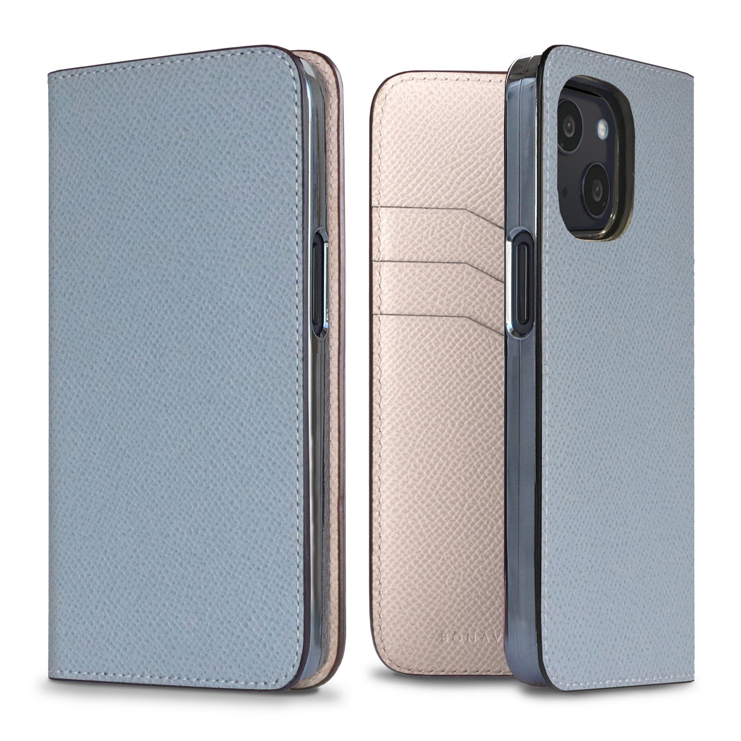 iPhone 13 mini Diary Case Nobile Leather (Blue Lin × White)