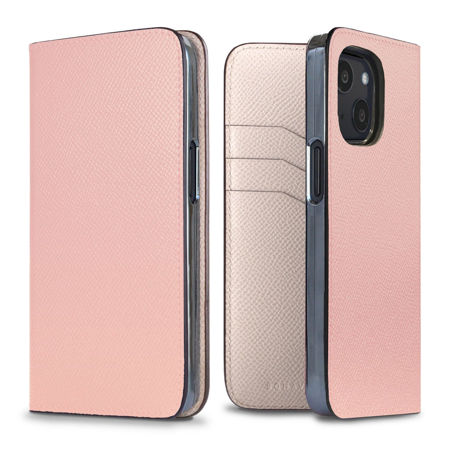 iPhone 13 mini Diary Case Nobile Leather (Shell Pink × White)