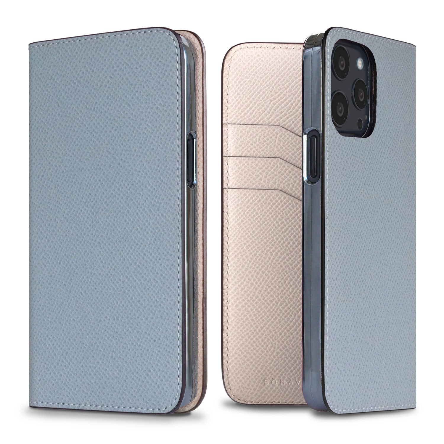 iPhone 13 Pro Diary Case Nobile Leather (Blue Lin × White)