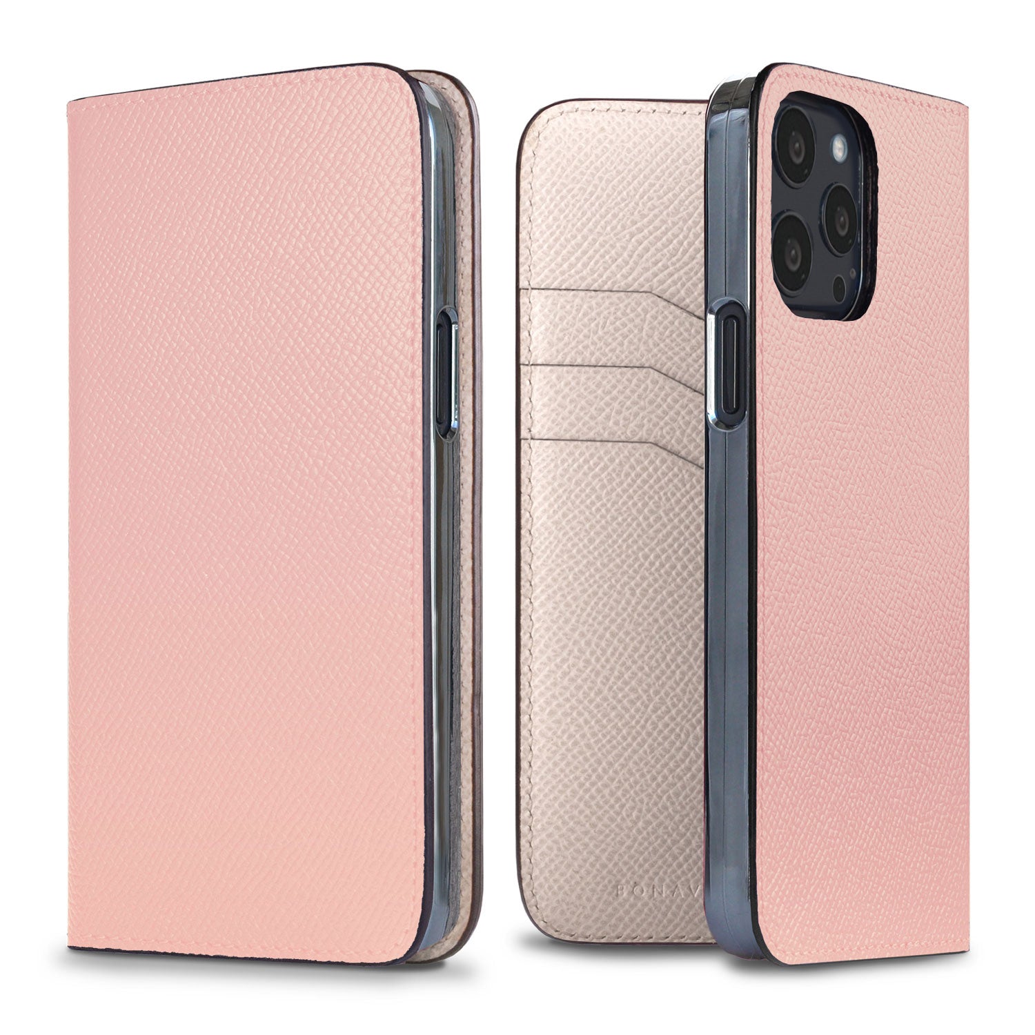 iPhone 13 Pro Diary Case Nobile Leather (Shell Pink × White)