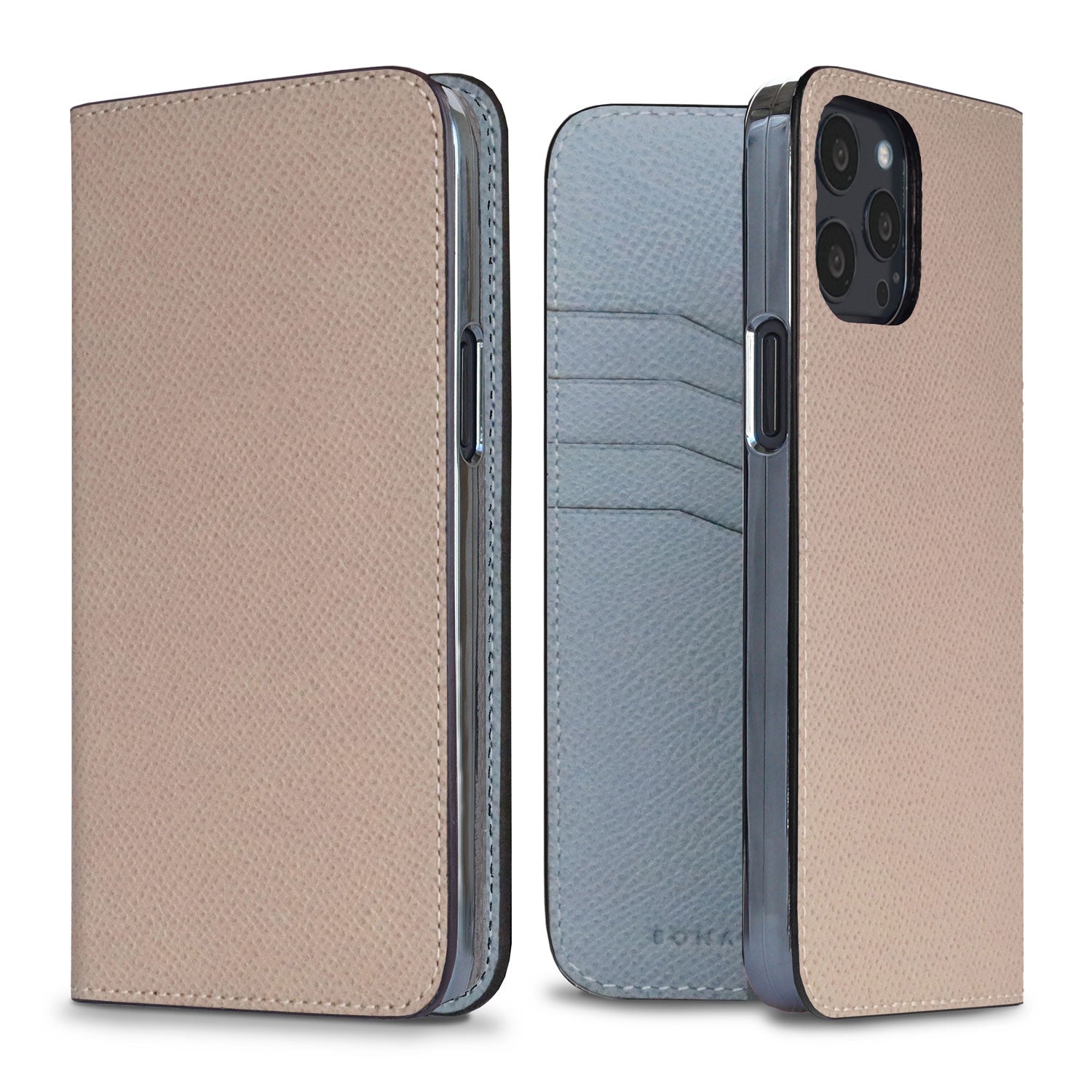 iPhone 13 Pro Max Diary Case Nobile Leather (Greige × Blue Lin)