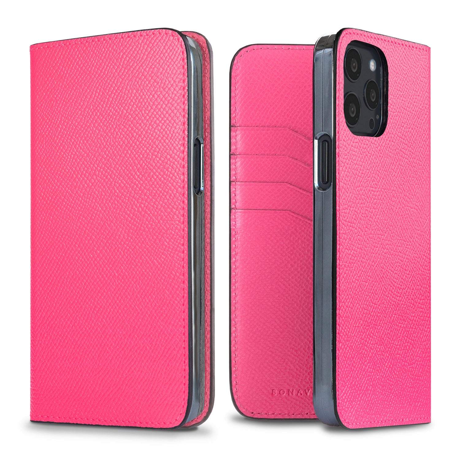 iPhone 13 Pro Max Diary Case Nobile Leather (Fuchsia Pink)