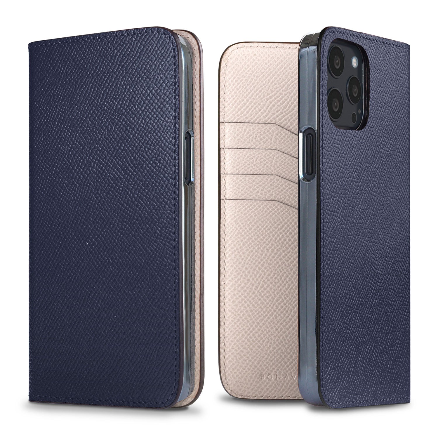iPhone 13 Pro Max Diary Case Nobile Leather (Navy × White)