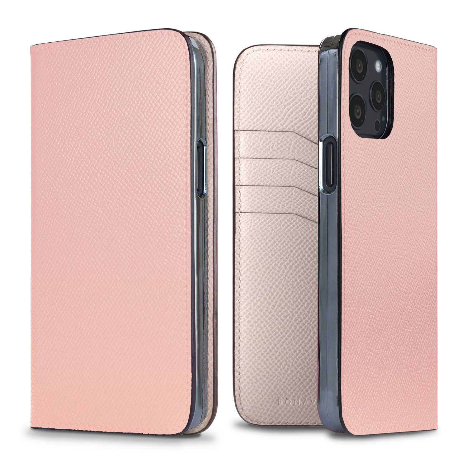 iPhone 13 Pro Max Diary Case Nobile Leather (Shell Pink × White)