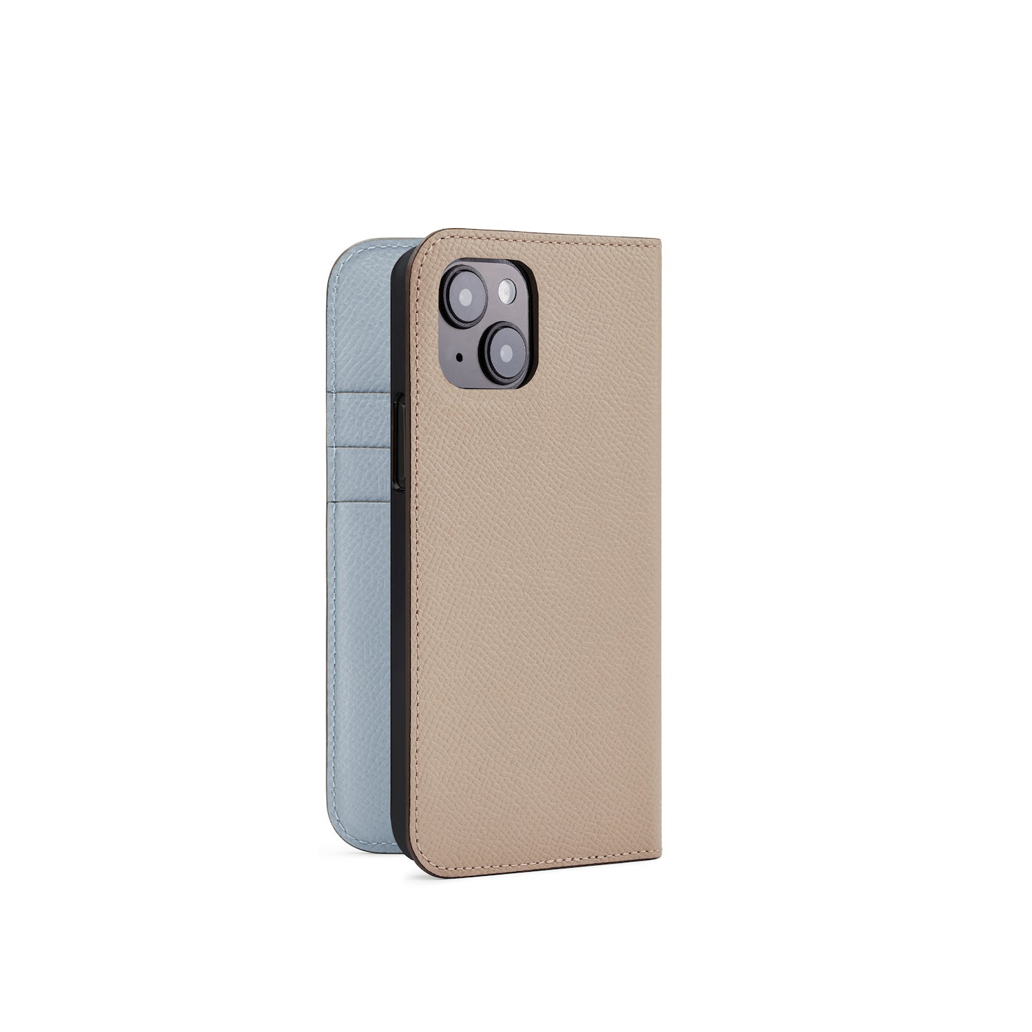 iPhone 14 Diary Case Nobile Leather (Greige × Blue Lin)