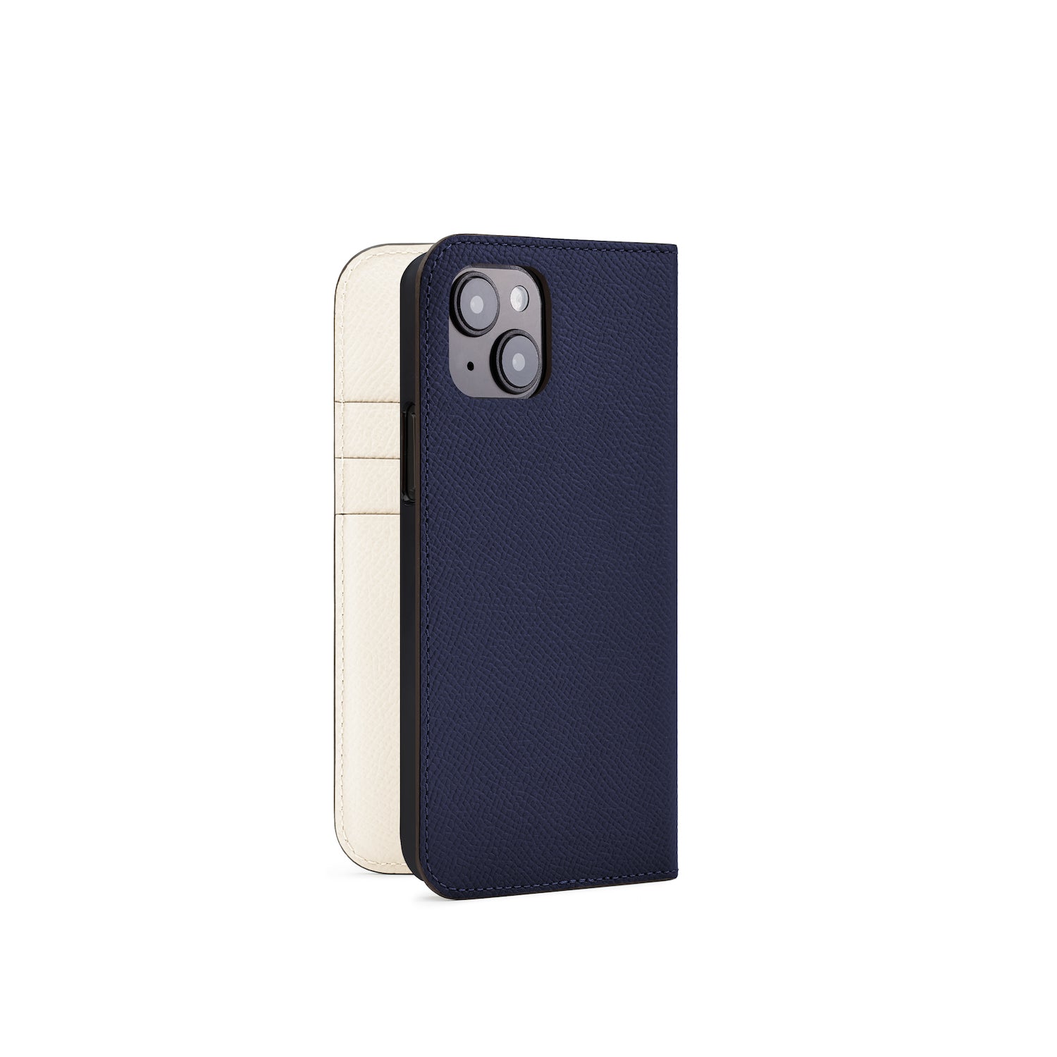 iPhone 14 Diary Case Nobile Leather (Navy × White)
