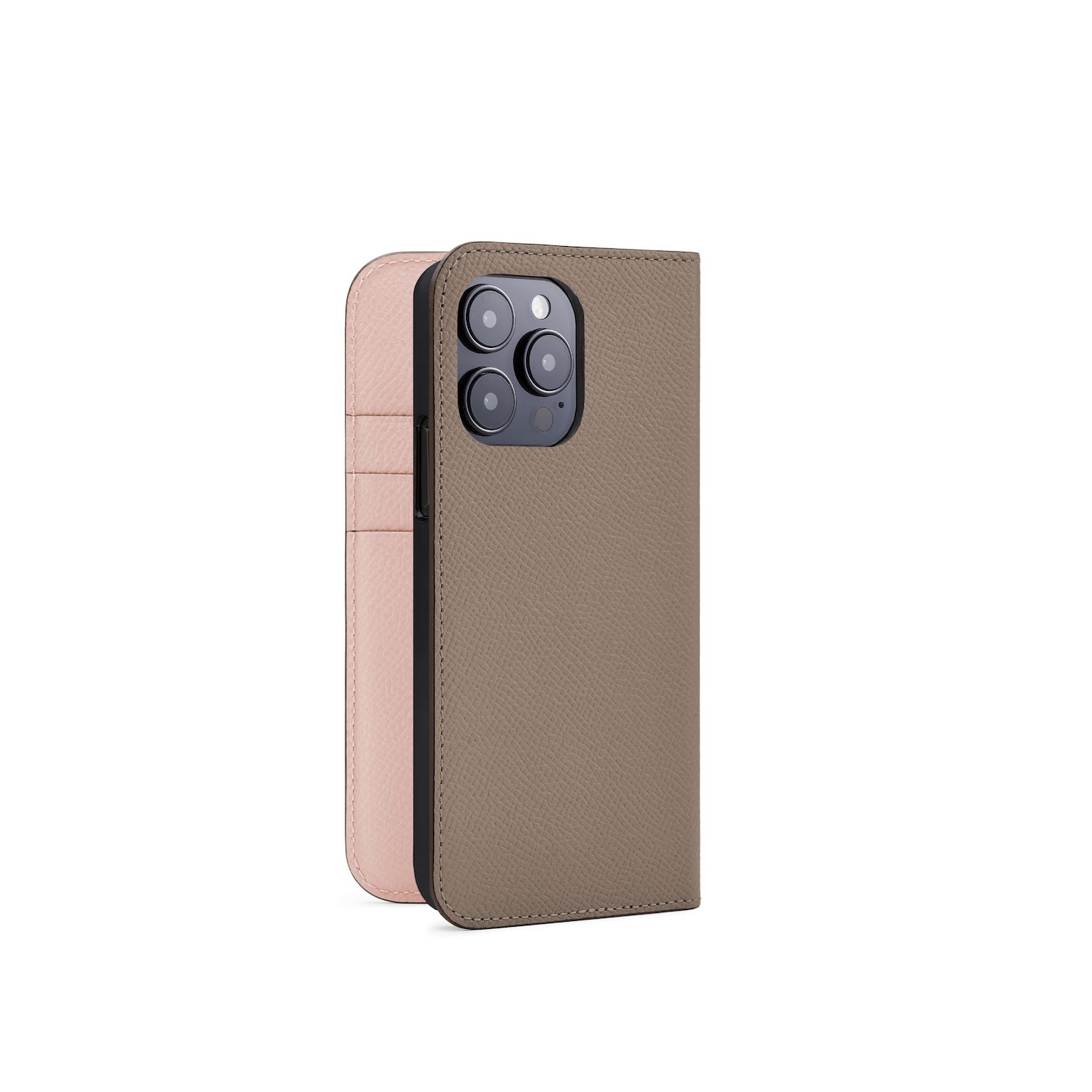 iPhone 14 Pro Diary Case Nobile Leather (Etoupe × Shell Pink)
