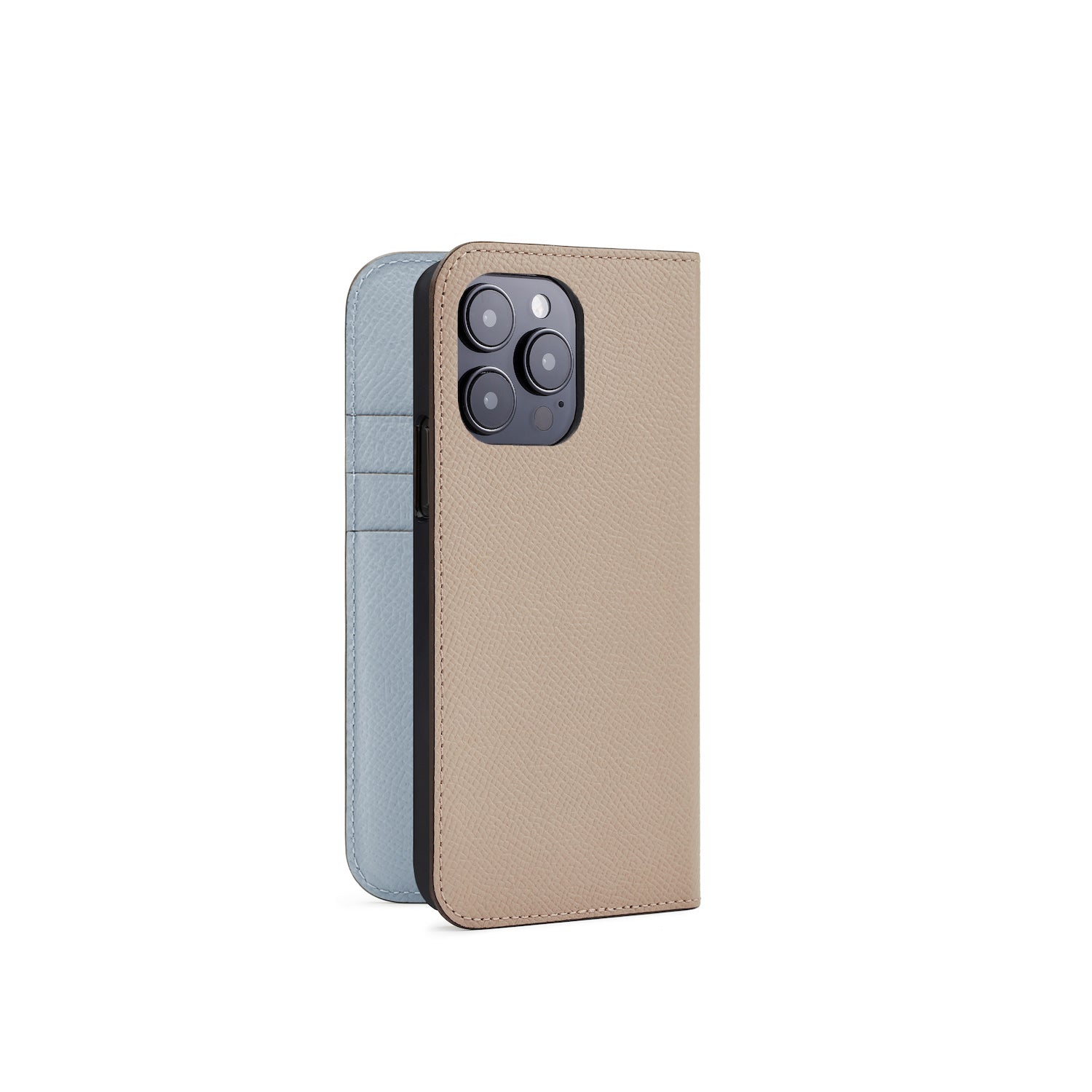iPhone 14 Pro Diary Case Nobile Leather (Greige × Blue Lin)