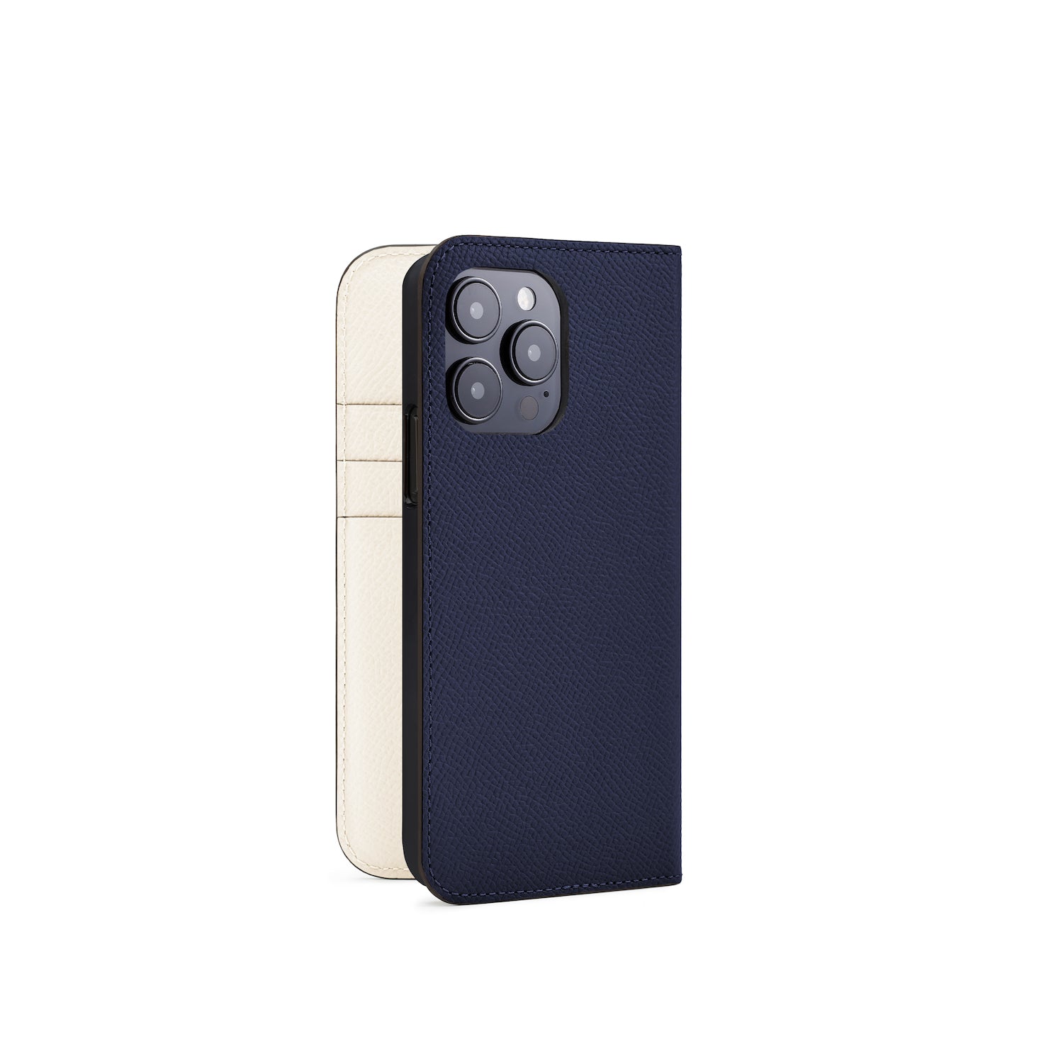 iPhone 14 Pro Diary Case Nobile Leather (Navy × White)