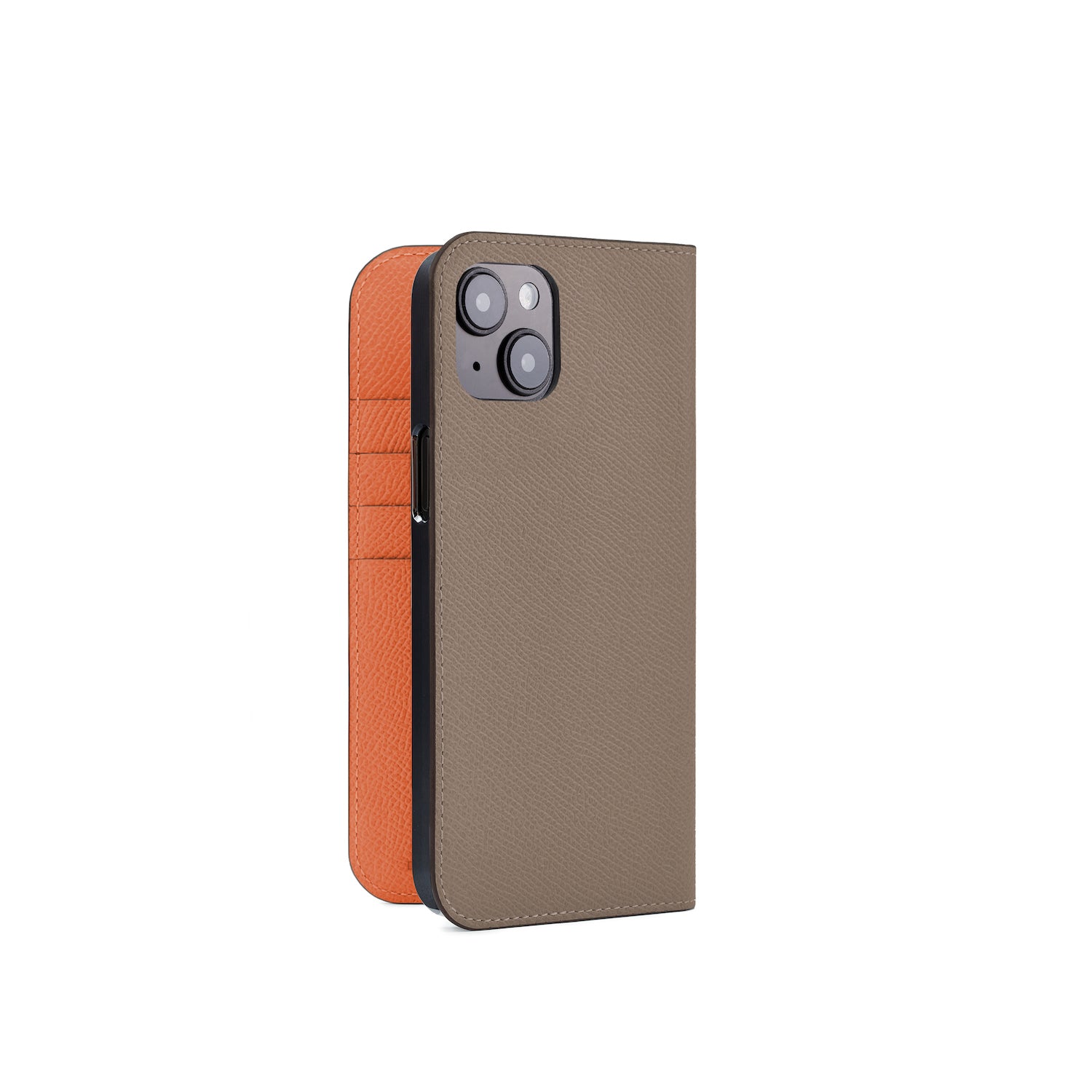 iPhone 14 Plus Diary Case Nobile Leather (Etoupe × Orange)