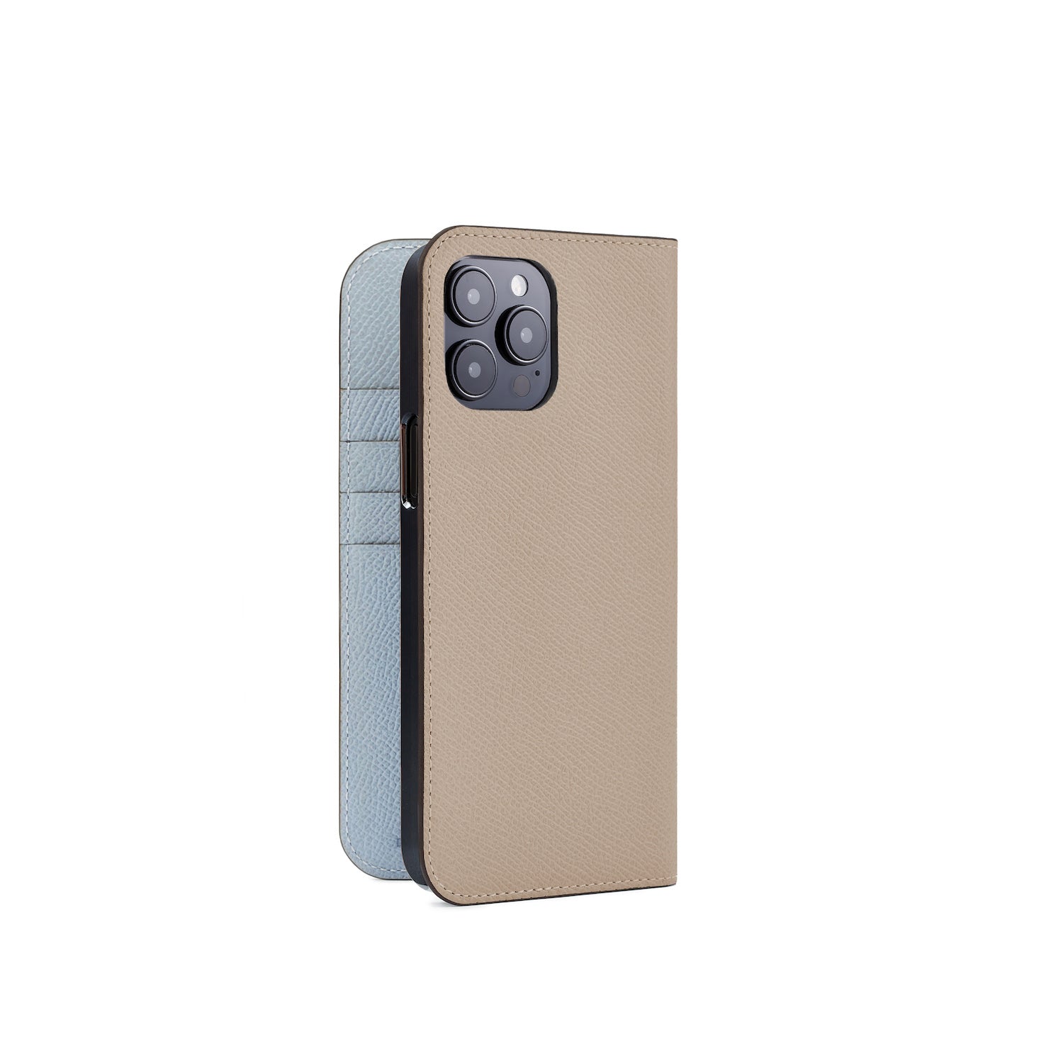 iPhone 14 Pro Max Diary Case Nobile Leather (Greige × Blue Lin)